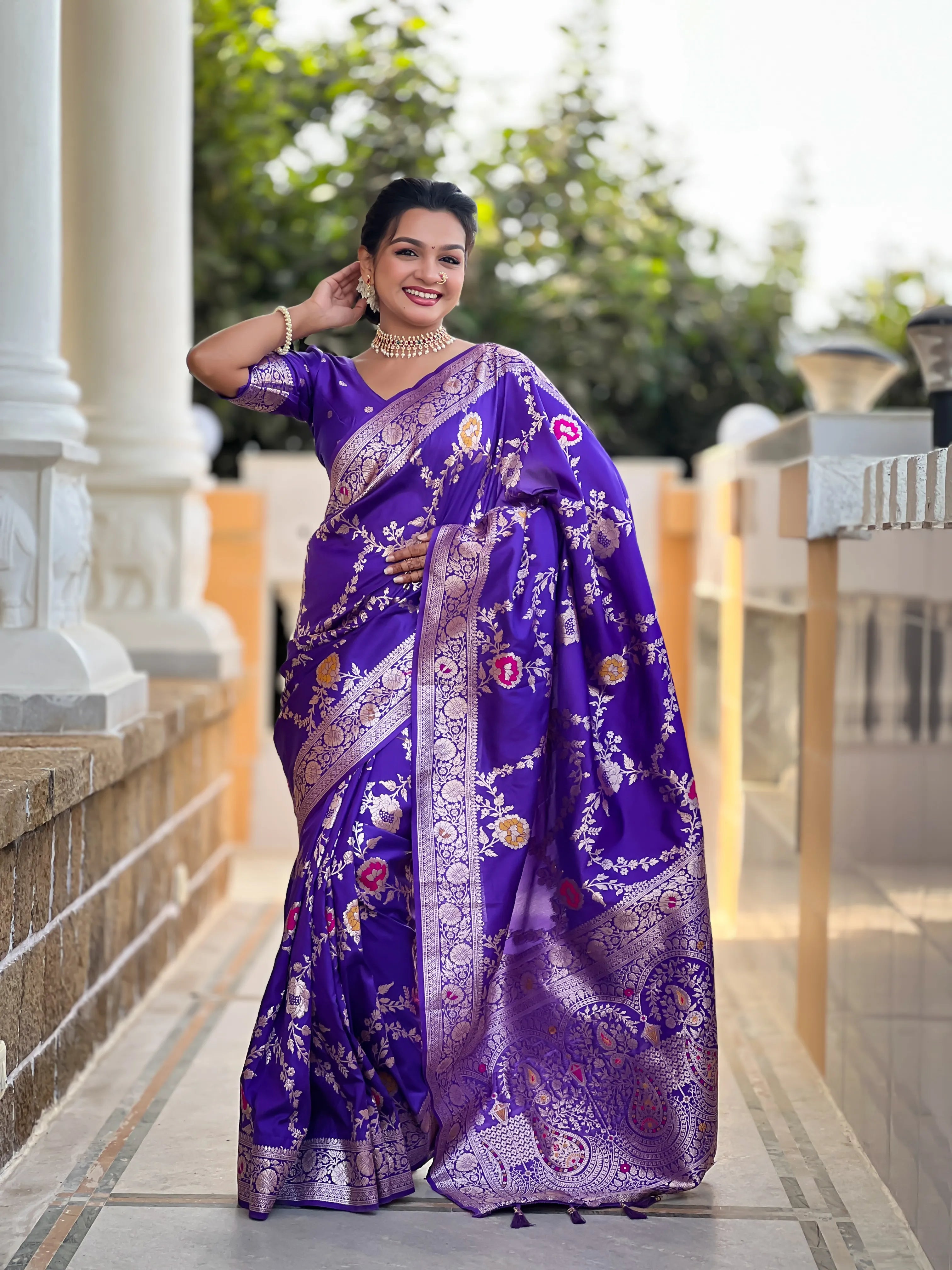 Soft Banarasi Silk Copper Zari Weaving Saree
