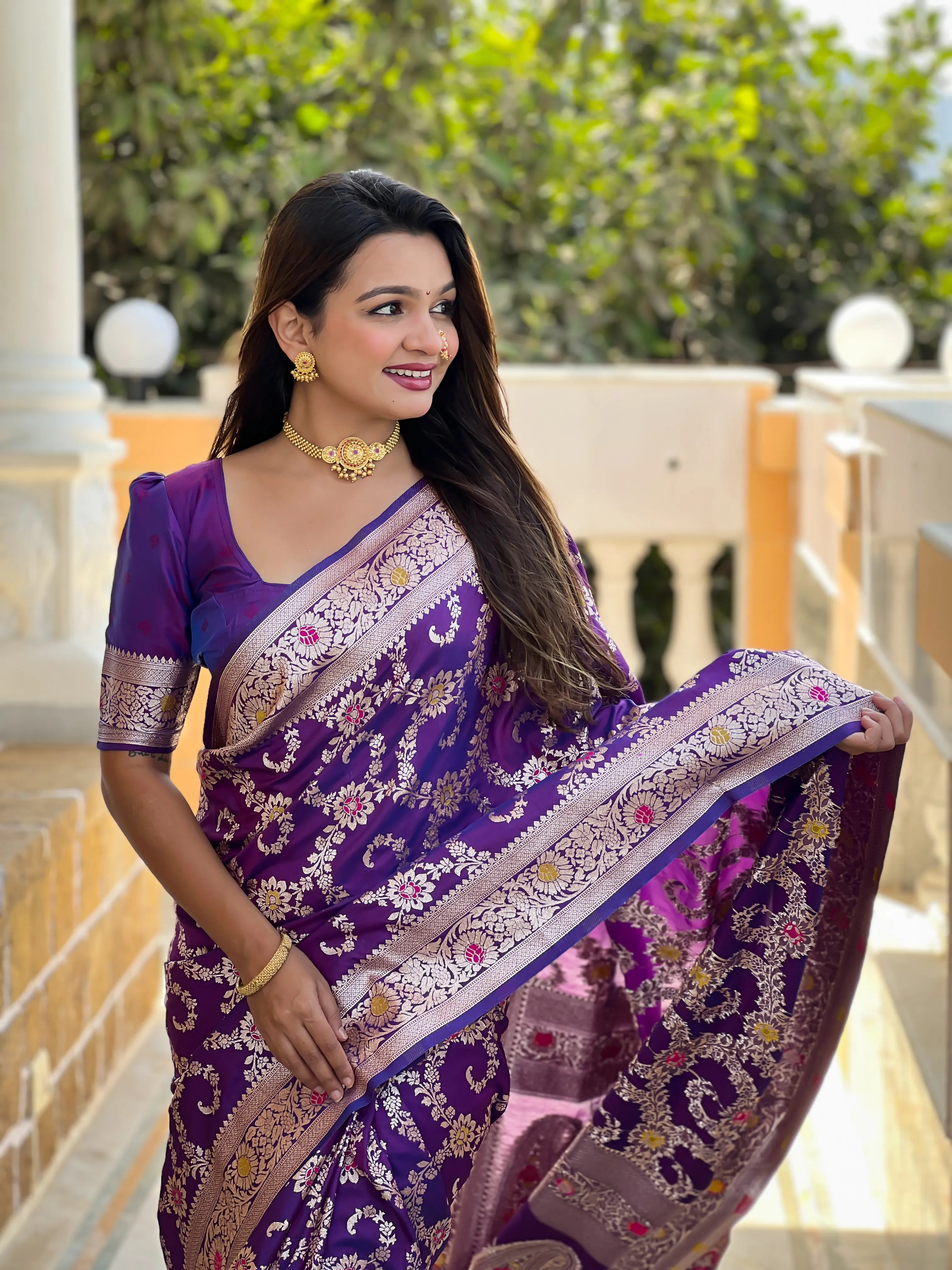 Soft Banarasi Silk Original Meenakari Touch up Rich Pallu Saree (Product Code: AS-875)