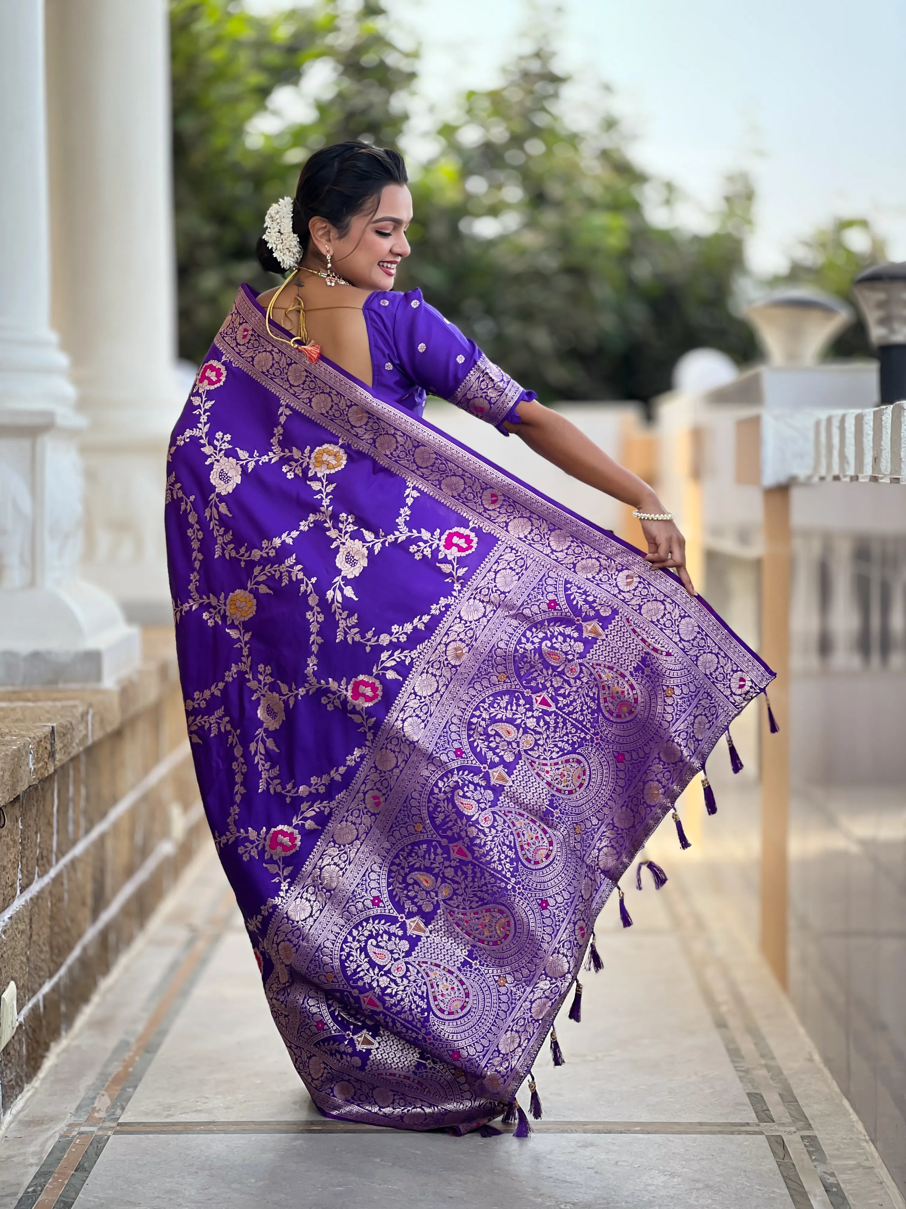 Soft Banarasi Silk Copper Zari Weaving Saree