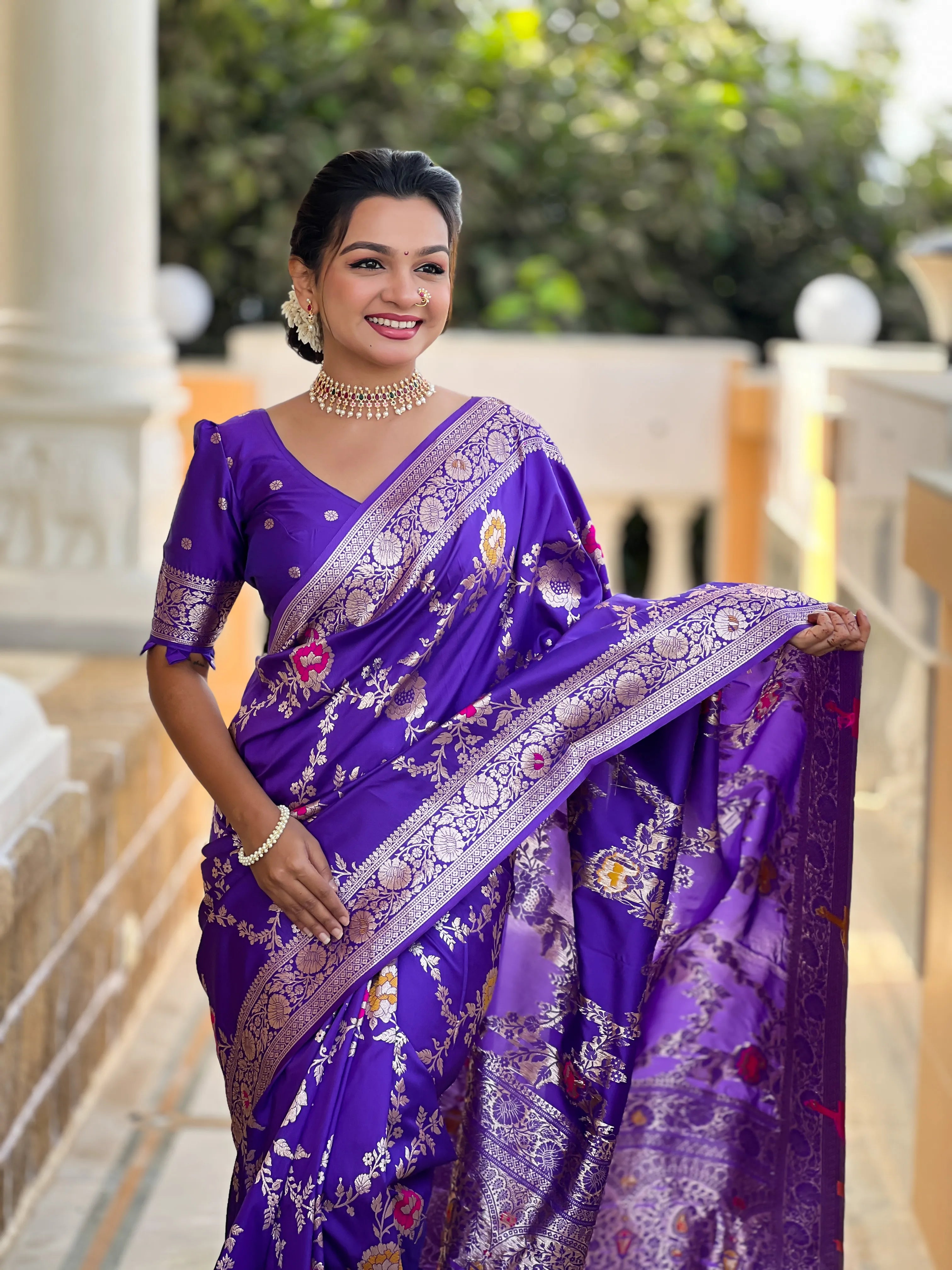 Soft Banarasi Silk Copper Zari Weaving Saree