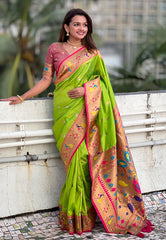 Soft Silk Swan Weaves Paithani Saree