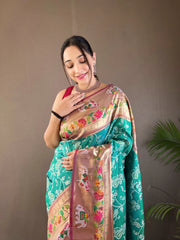 Lucknowi Paithani and Patola Fusion Saree