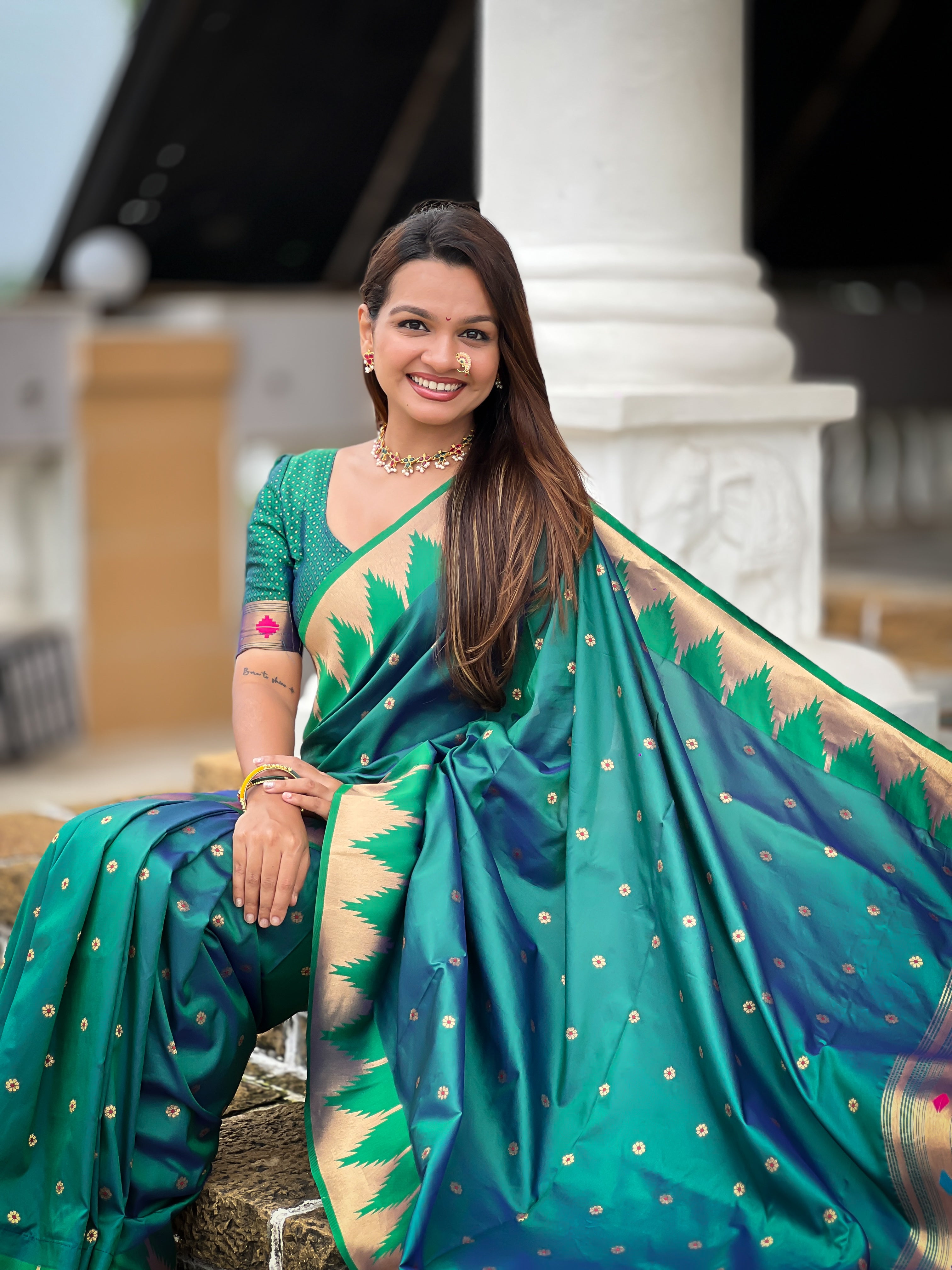 Soft Silk Designer Temple Paithani Saree