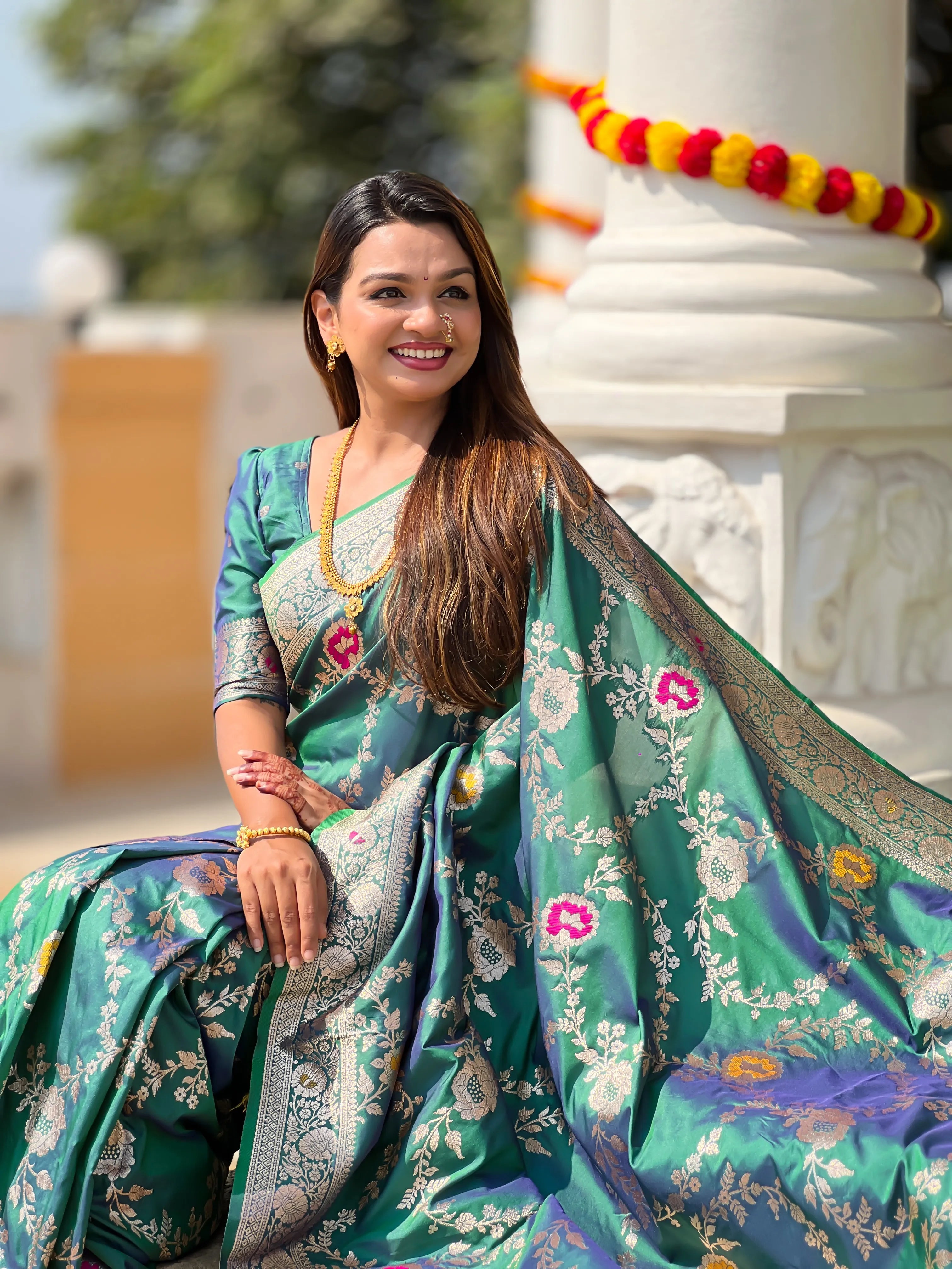 Soft Banarasi Silk Copper Zari Weaving Saree
