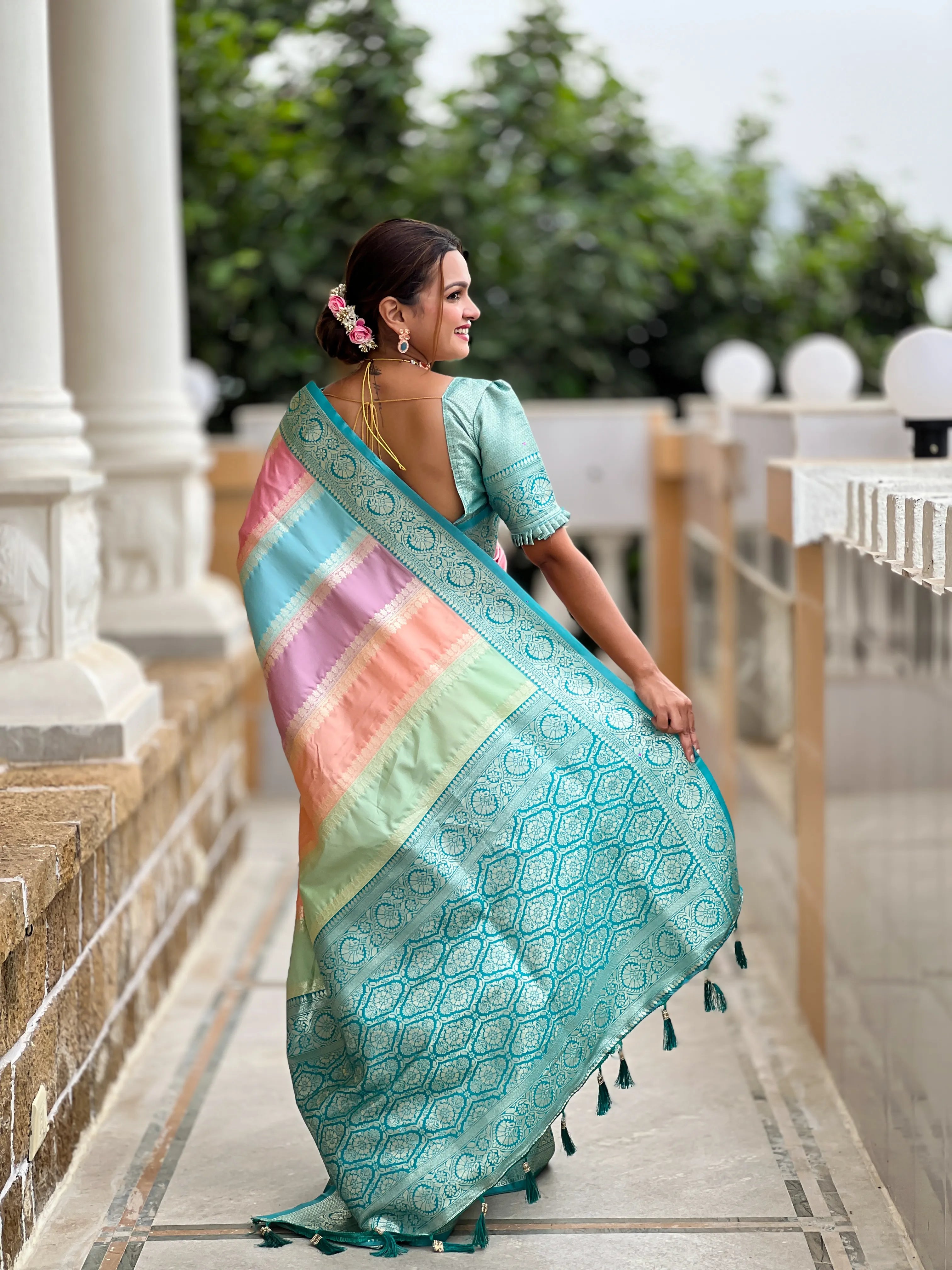 Soft Silk Banarasi Multicolor Design Saree