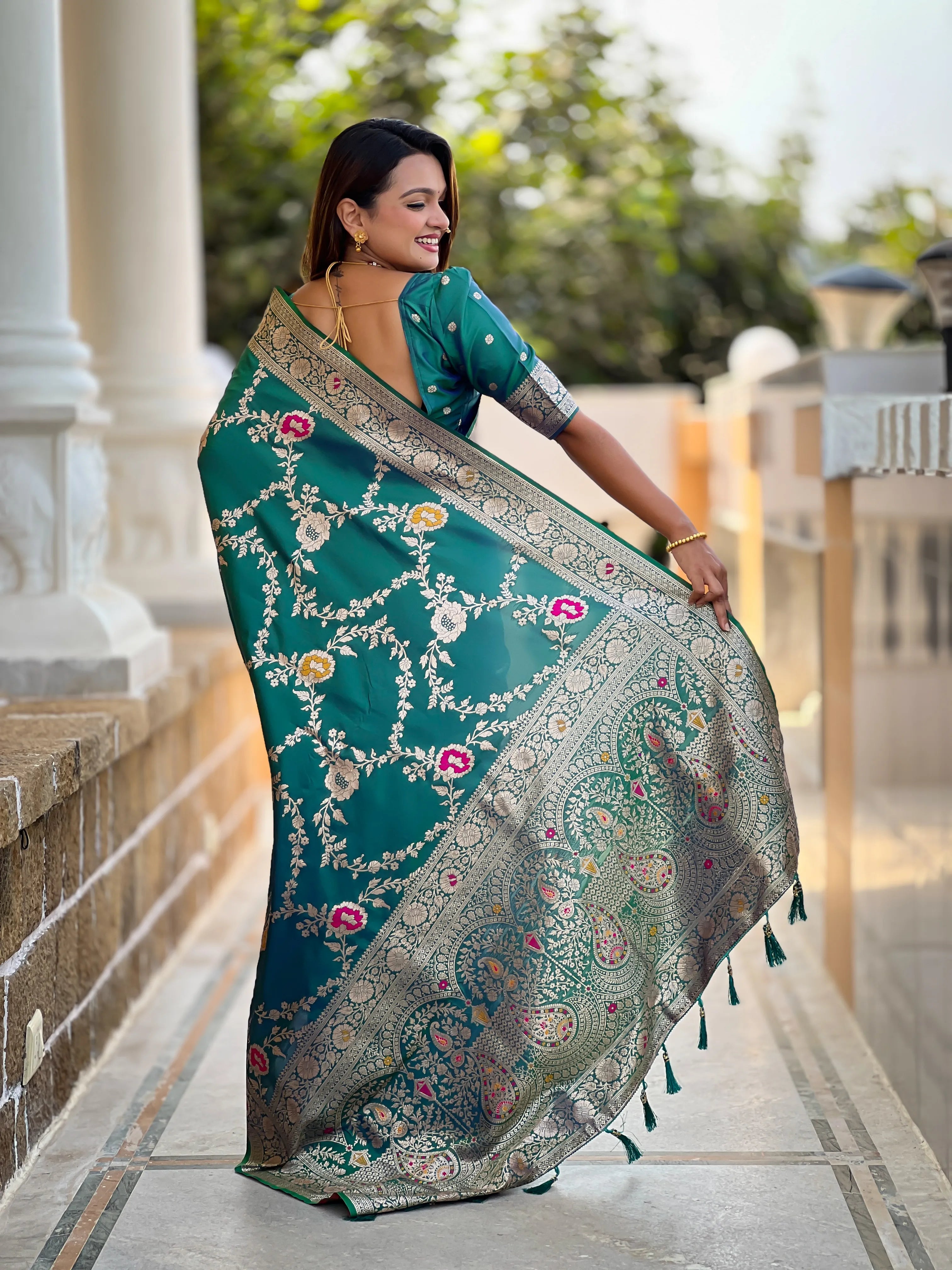 Soft Banarasi Silk Copper Zari Weaving Saree