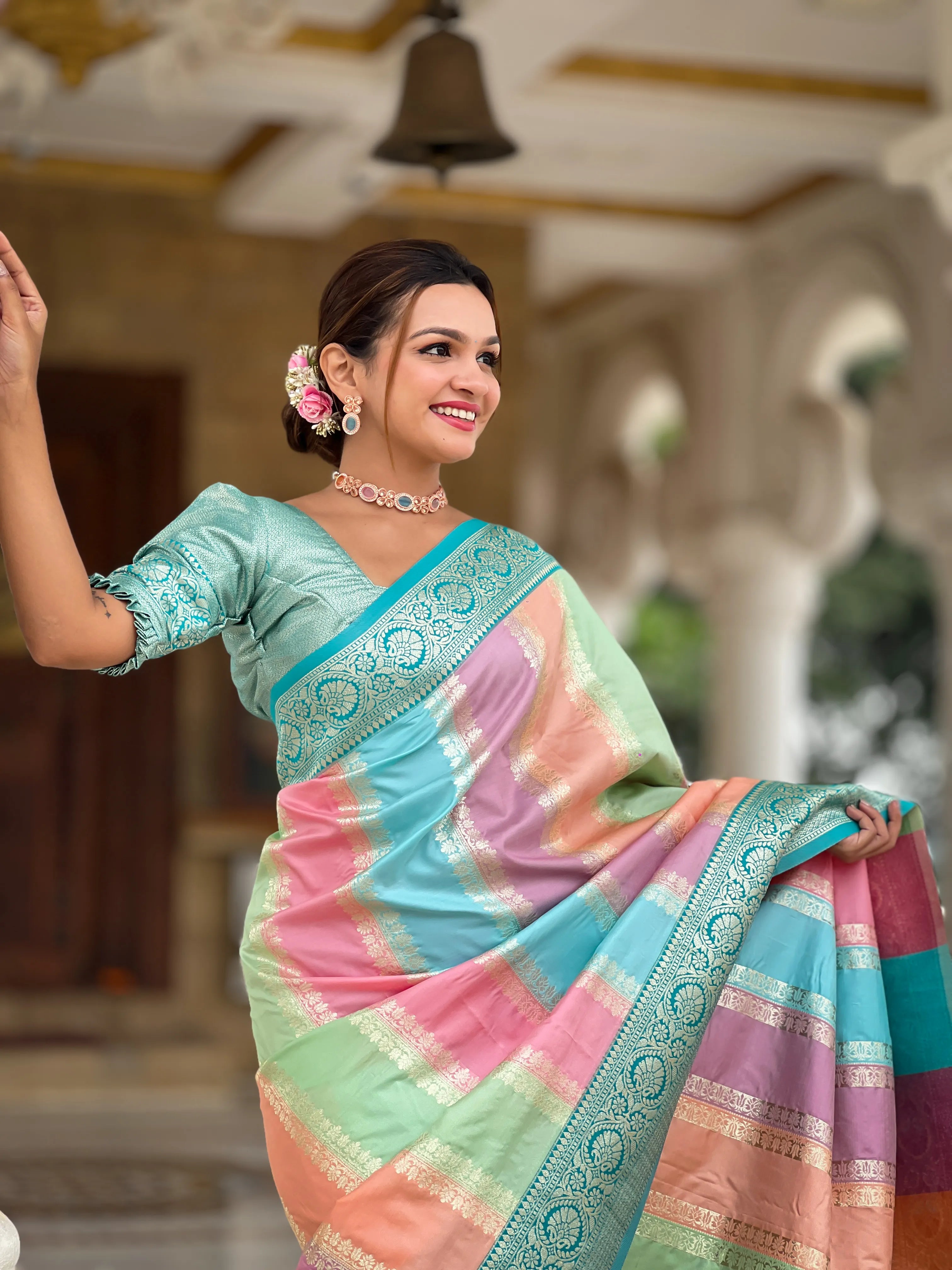 Soft Silk Banarasi Multicolor Design Saree