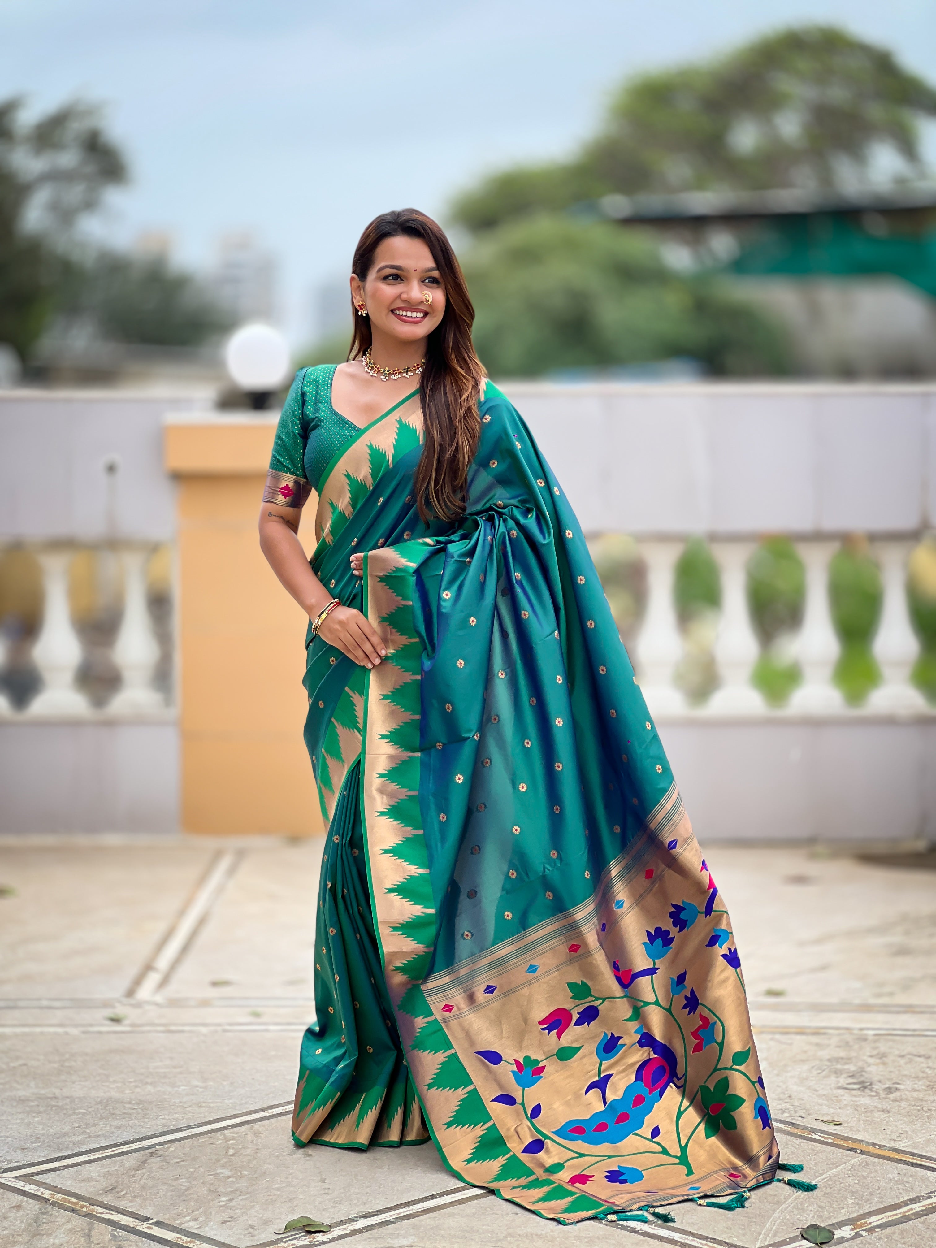 Soft Silk Designer Temple Paithani Saree