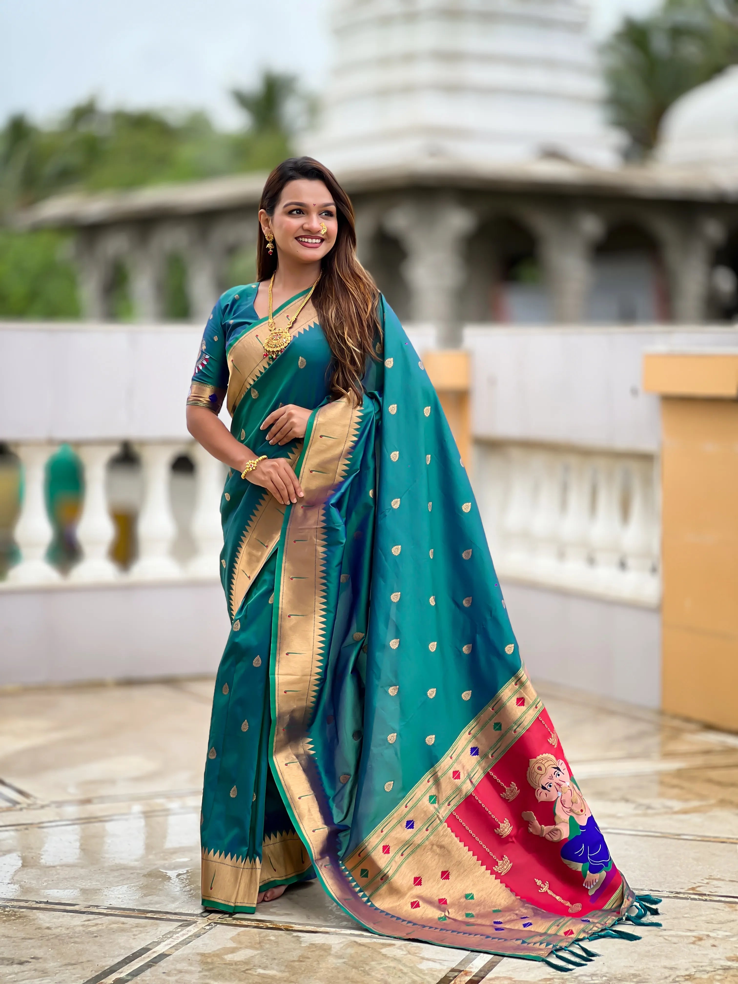 Soft Silk Ganpati Designer Paithani Saree