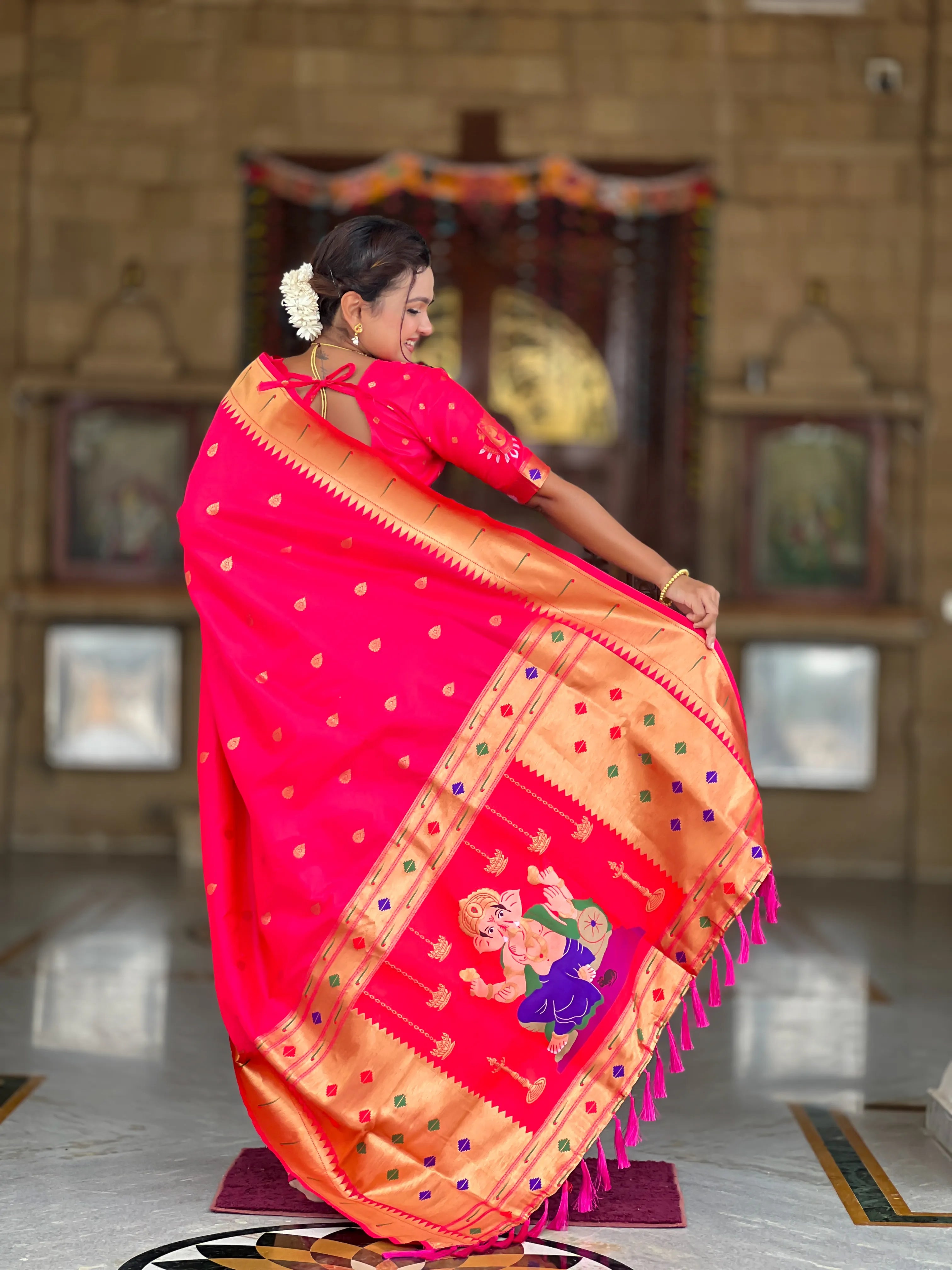Soft Silk Ganpati Designer Paithani Saree
