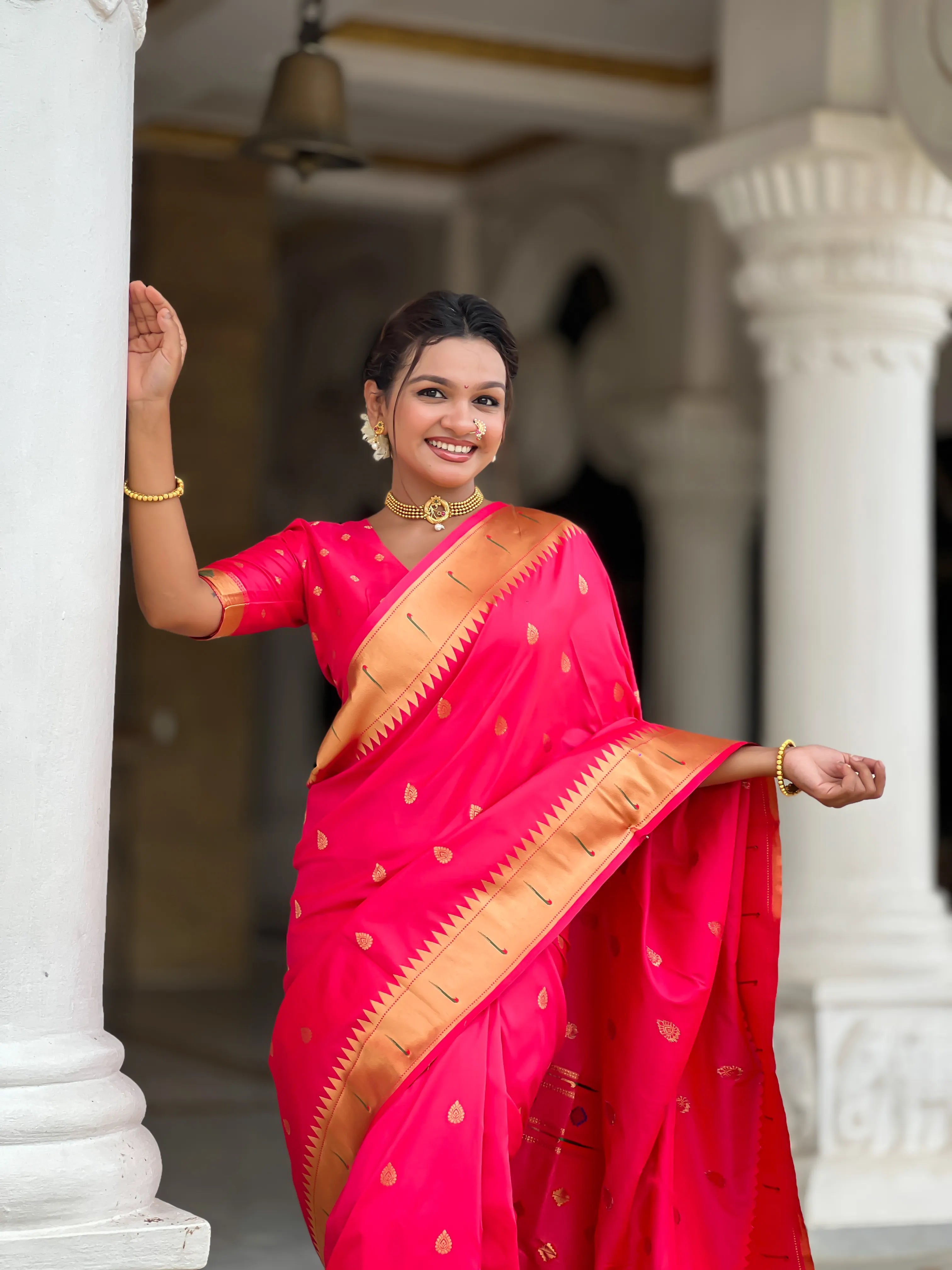 Soft Silk Ganpati Designer Paithani Saree