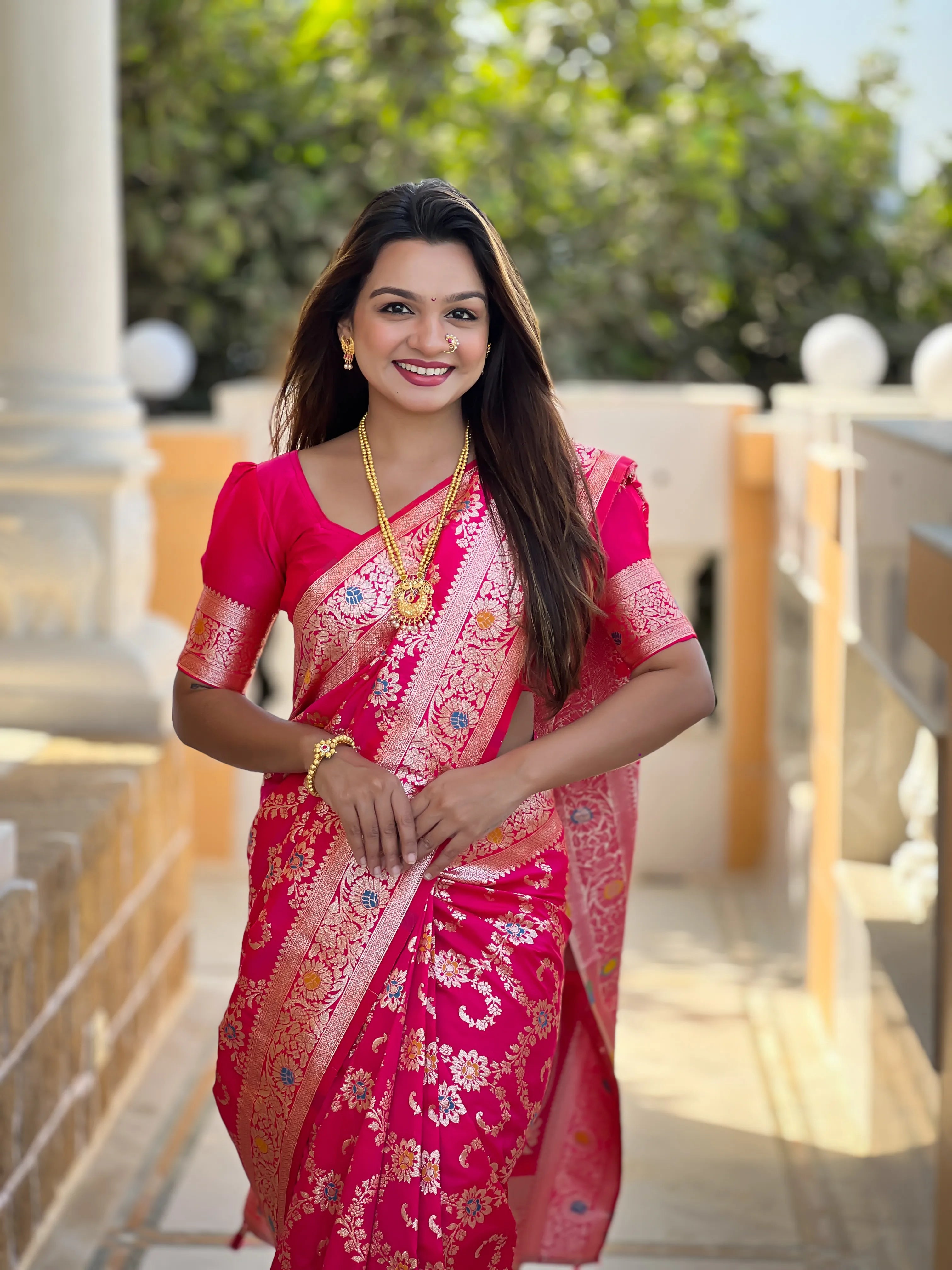 Soft Banarasi Silk Original Meenakari Touch up Rich Pallu Saree (Product Code: AS-875)