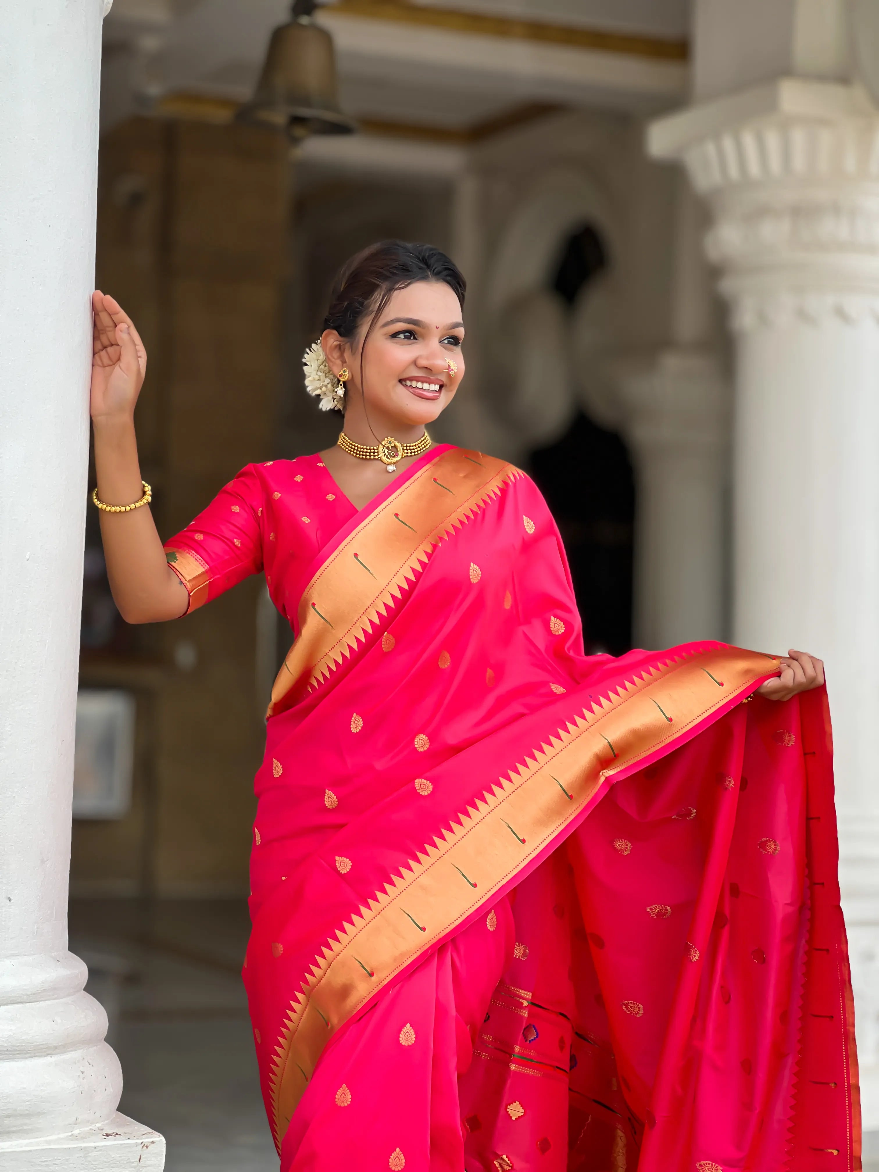 Soft Silk Ganpati Designer Paithani Saree