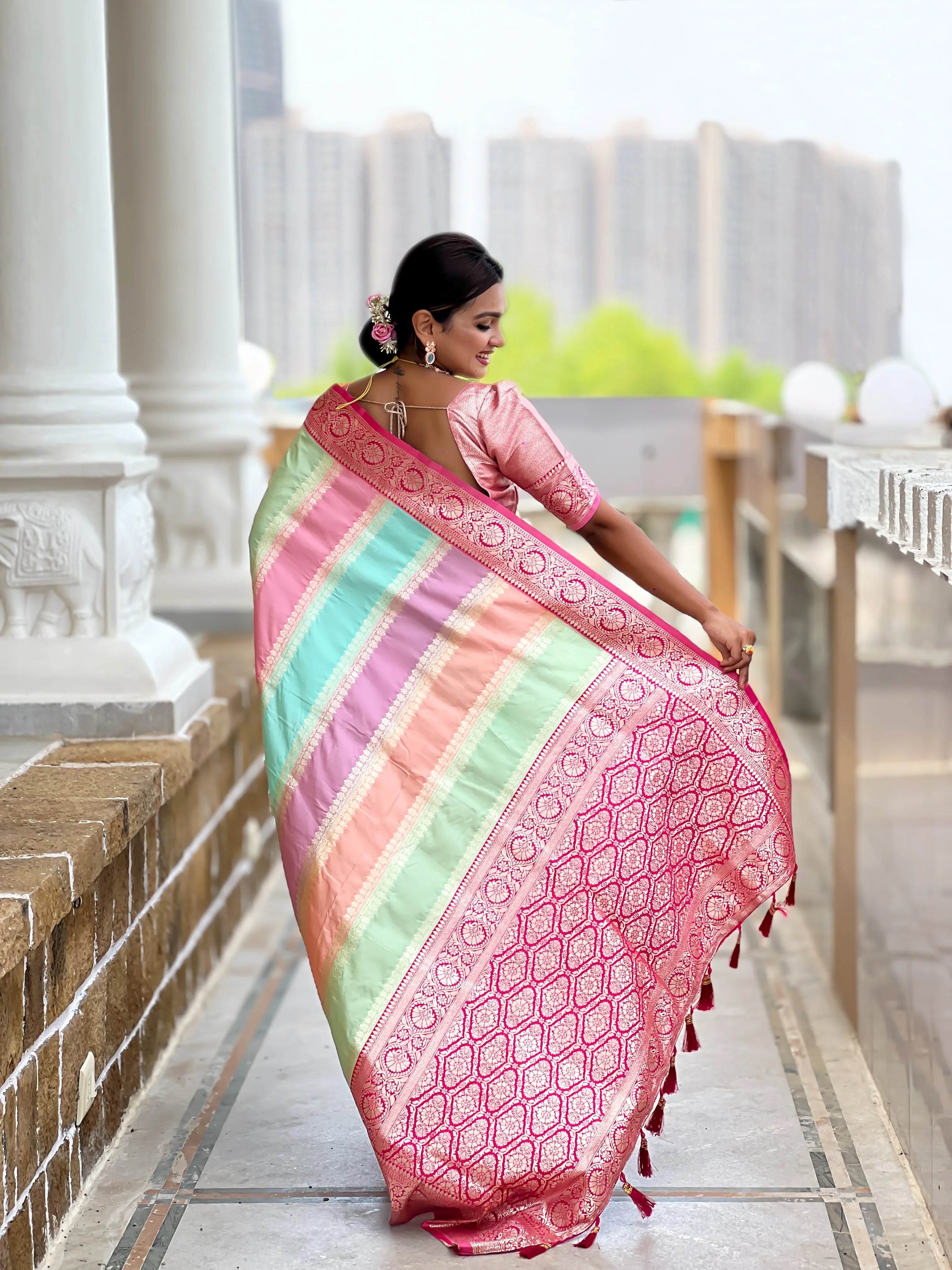 Soft Silk Banarasi Multicolor Design Saree