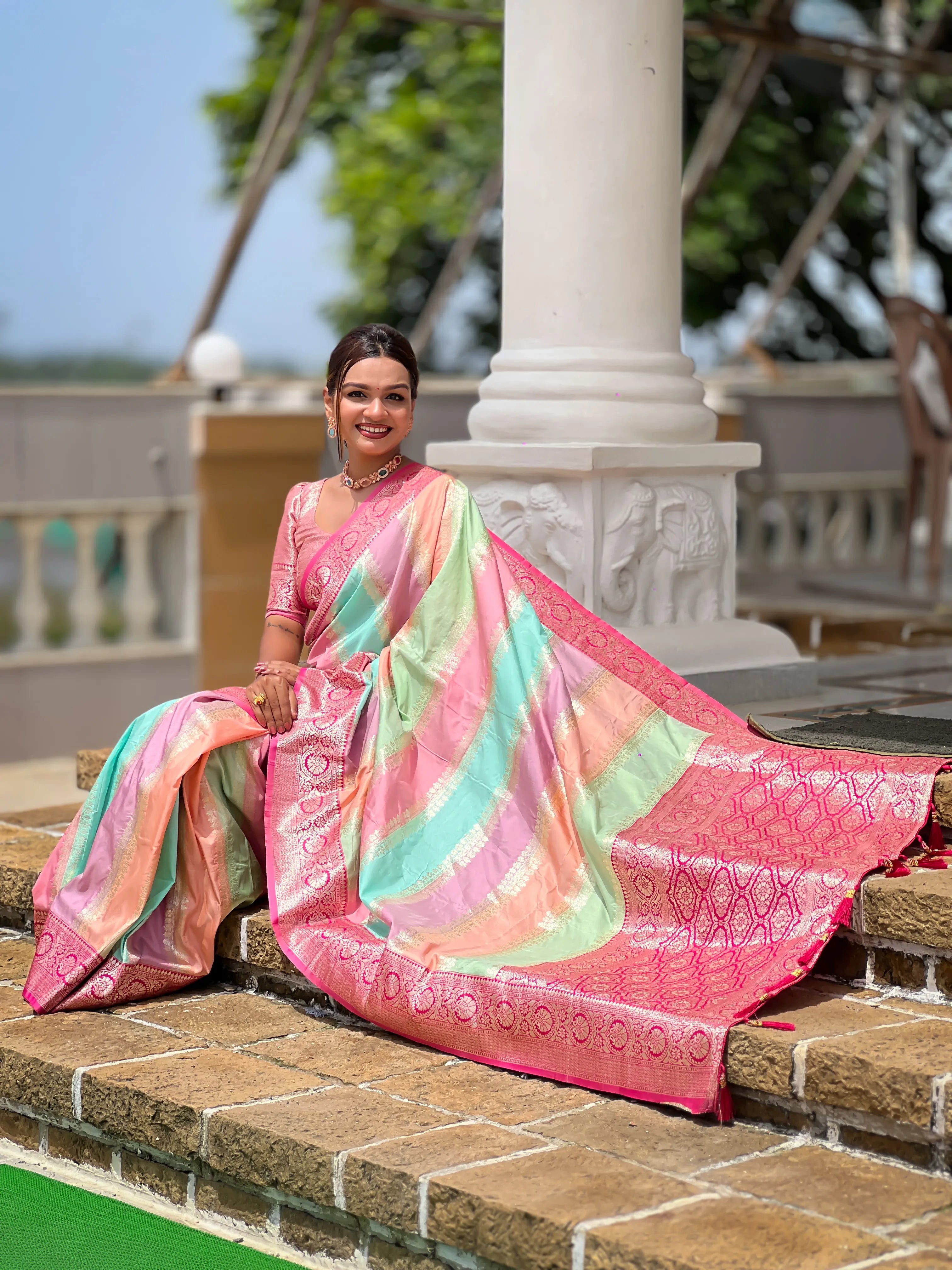Soft Silk Banarasi Multicolor Design Saree