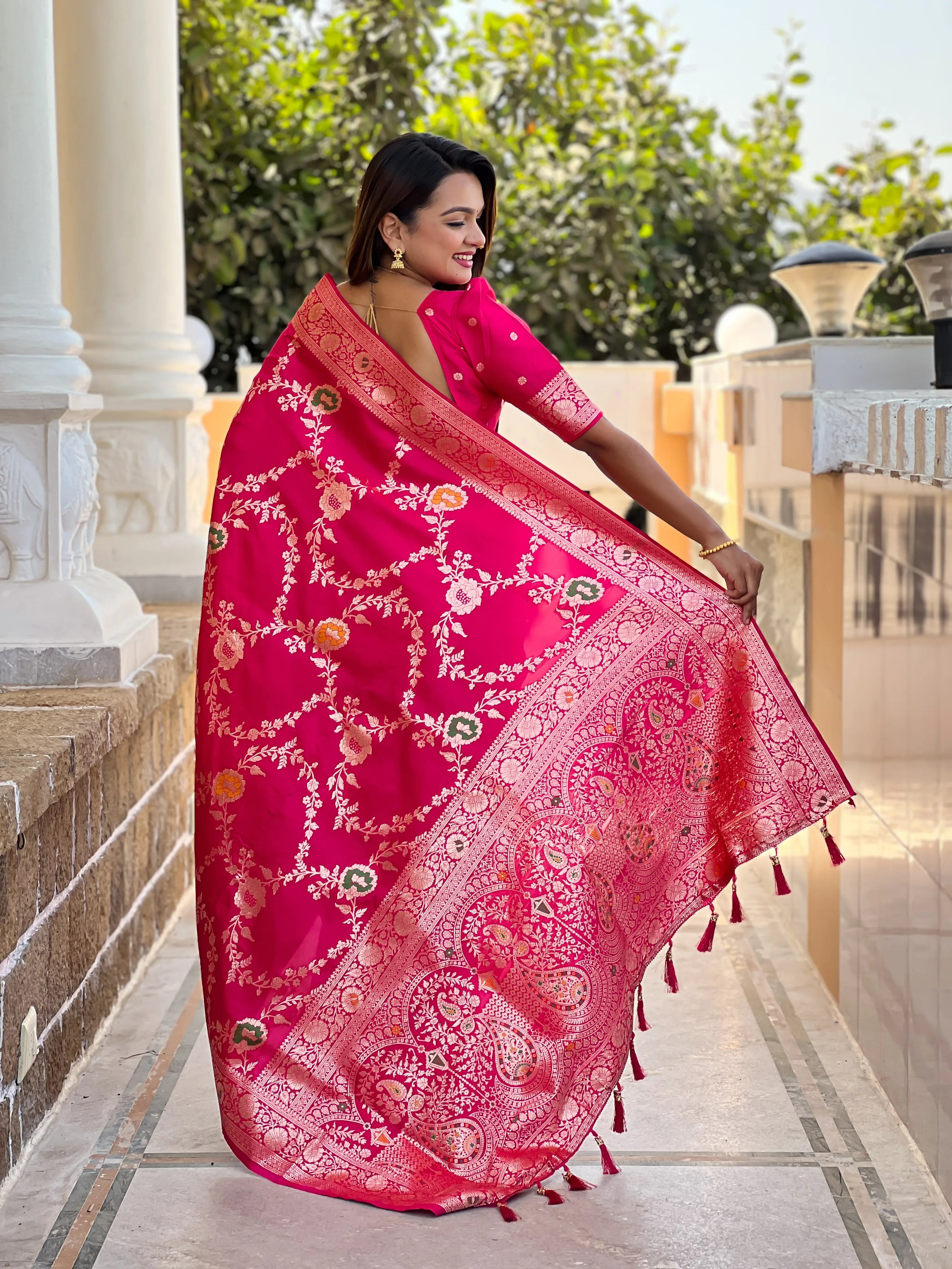 Soft Banarasi Silk Copper Zari Weaving Saree
