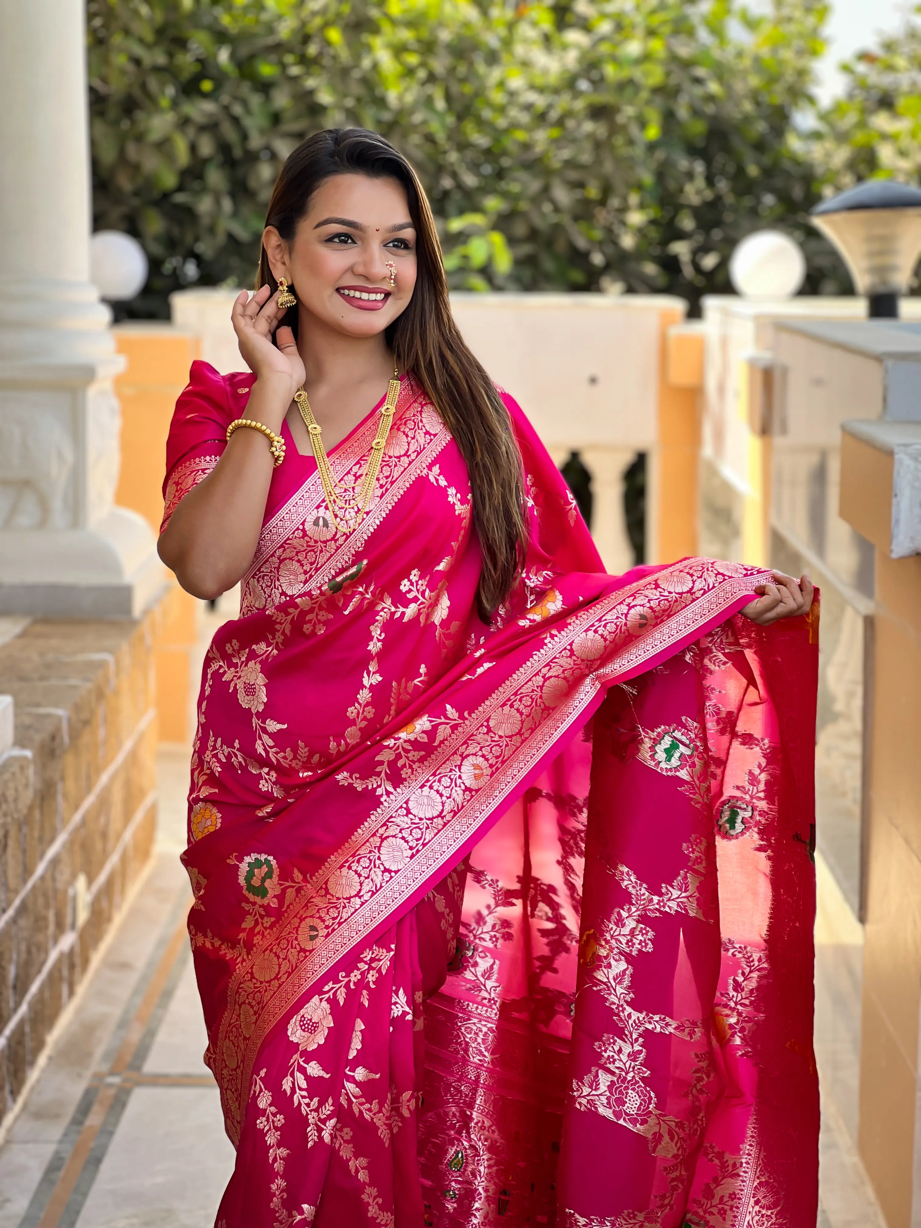 Soft Banarasi Silk Copper Zari Weaving Saree