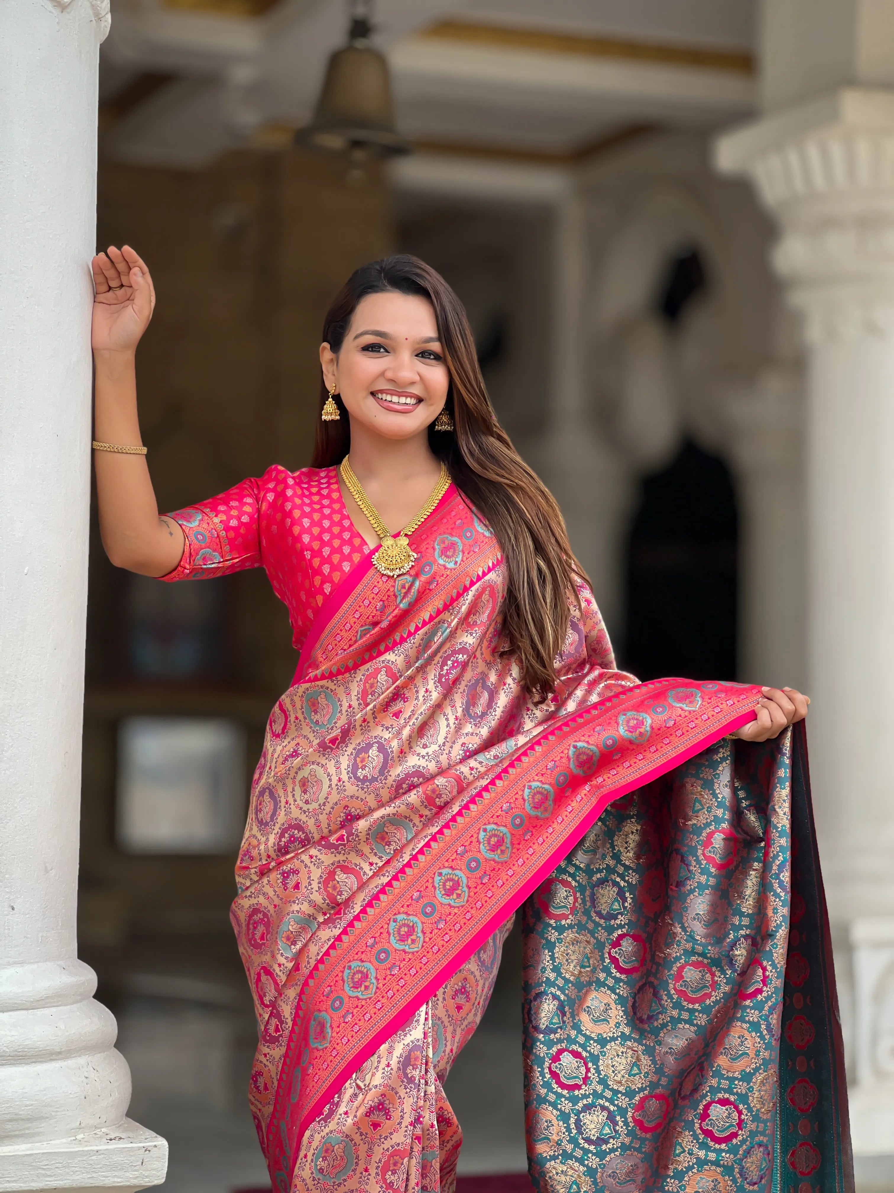 Soft  Silk Meenakari Kanjivaram Saree