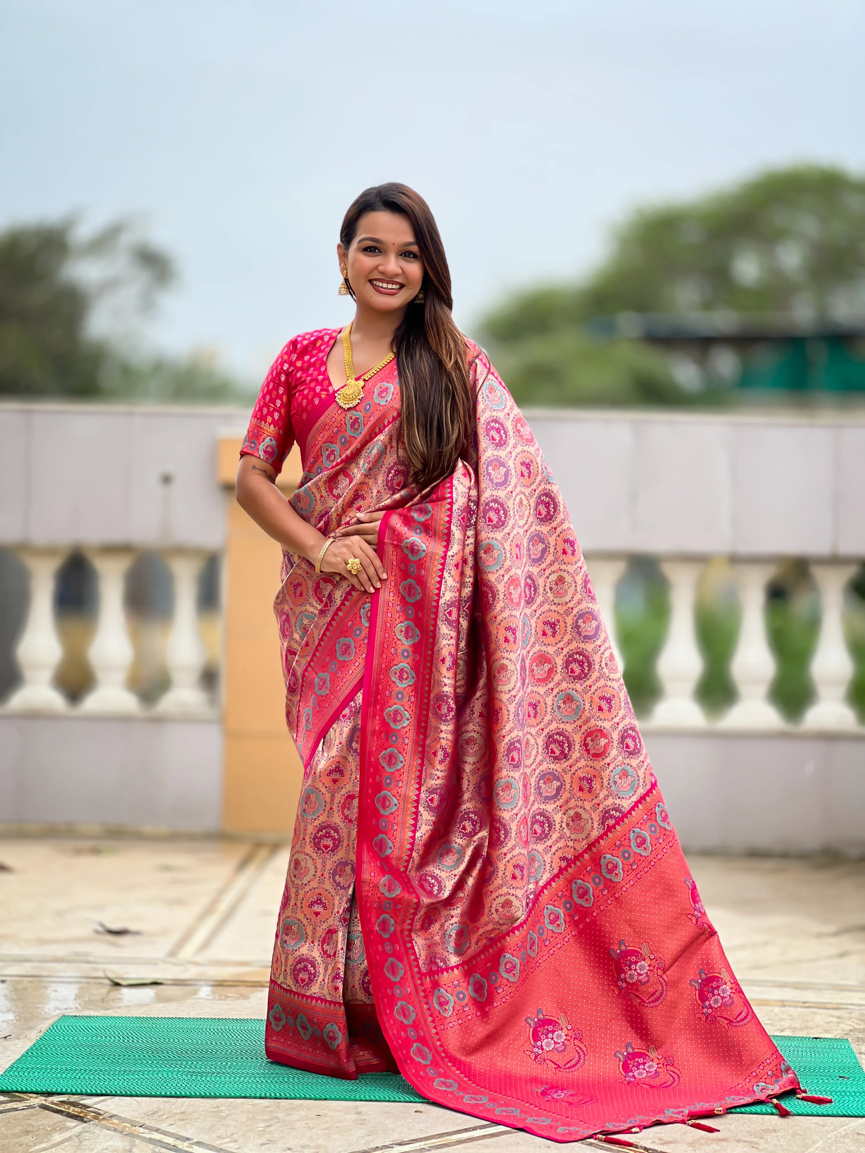 Soft  Silk Meenakari Kanjivaram Saree