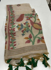 Soft Peacock Design Muga Cotton Saree