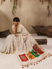 Premium Muga Cotton Resham Floral Pallu Saree