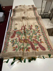 Soft Peacock Design Muga Cotton Saree