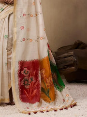 Premium Muga Cotton Resham Floral Pallu Saree