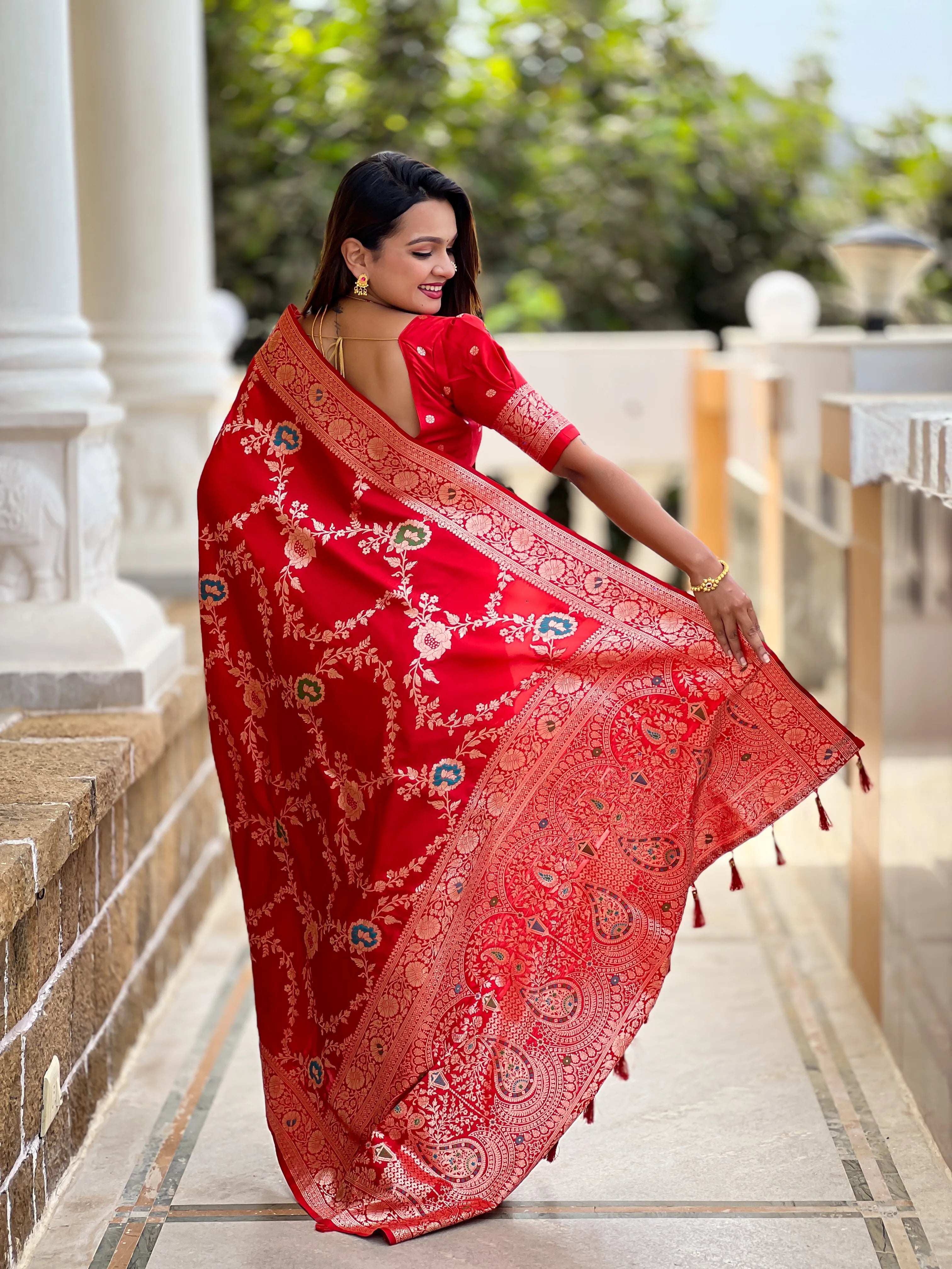 Soft Banarasi Silk Copper Zari Weaving Saree