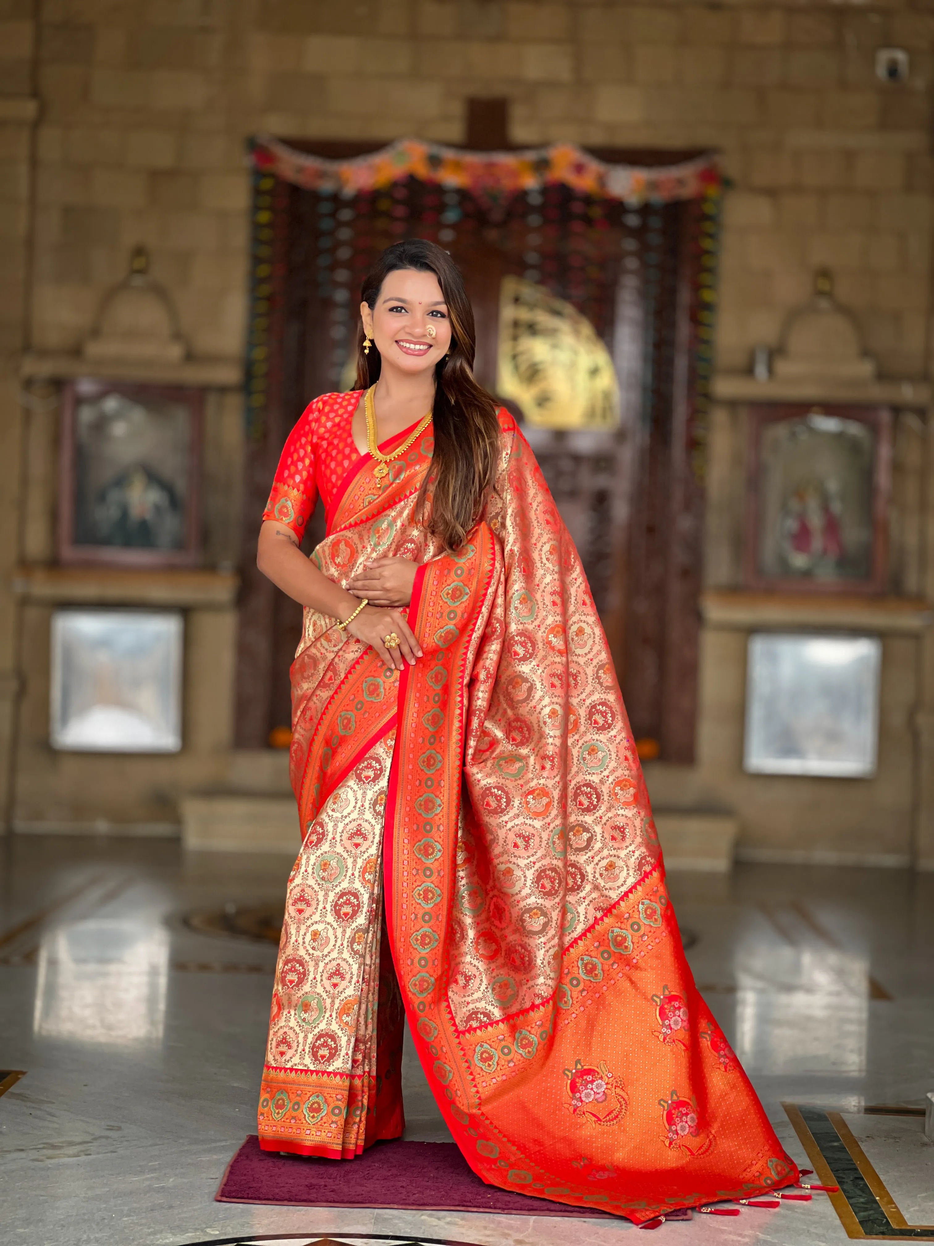 Soft  Silk Meenakari Kanjivaram Saree
