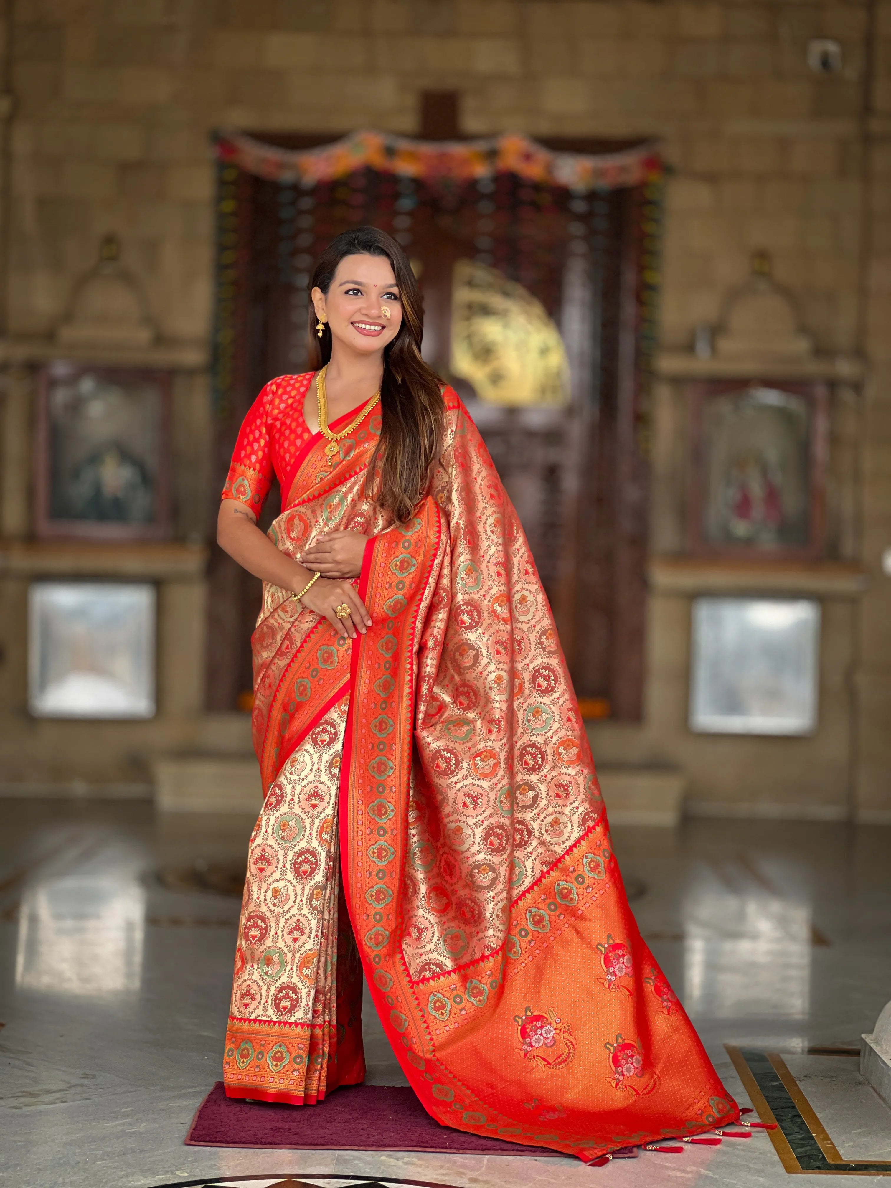 Soft  Silk Meenakari Kanjivaram Saree