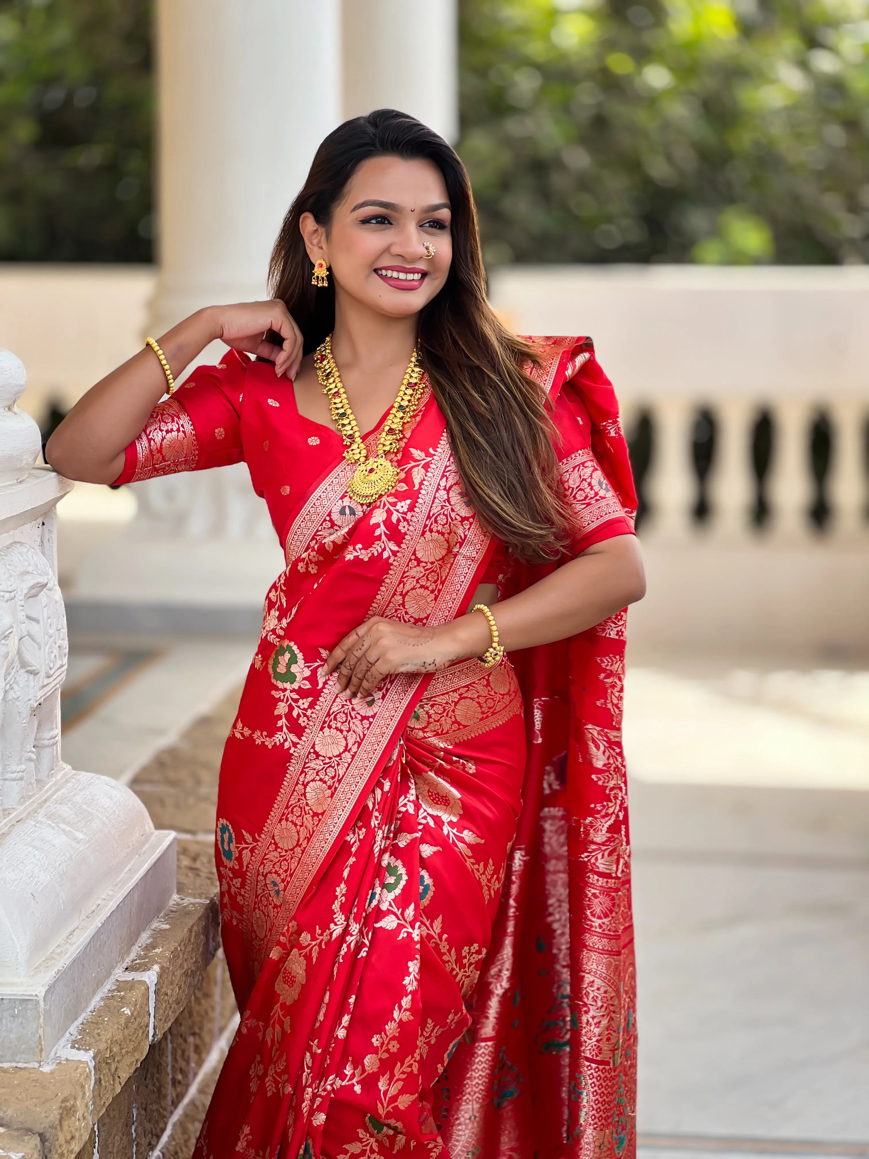 Soft Banarasi Silk Copper Zari Weaving Saree