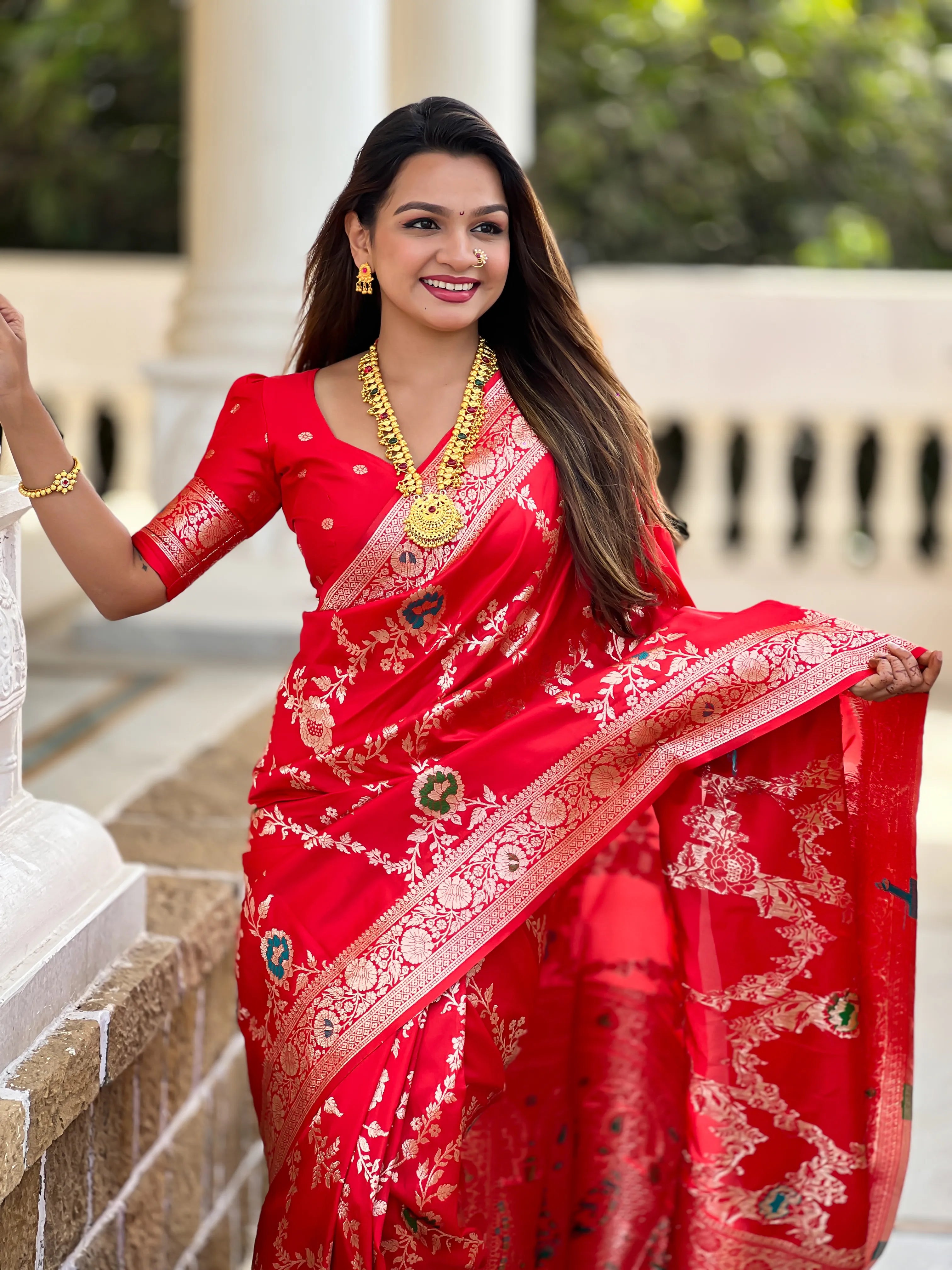 Soft Banarasi Silk Copper Zari Weaving Saree