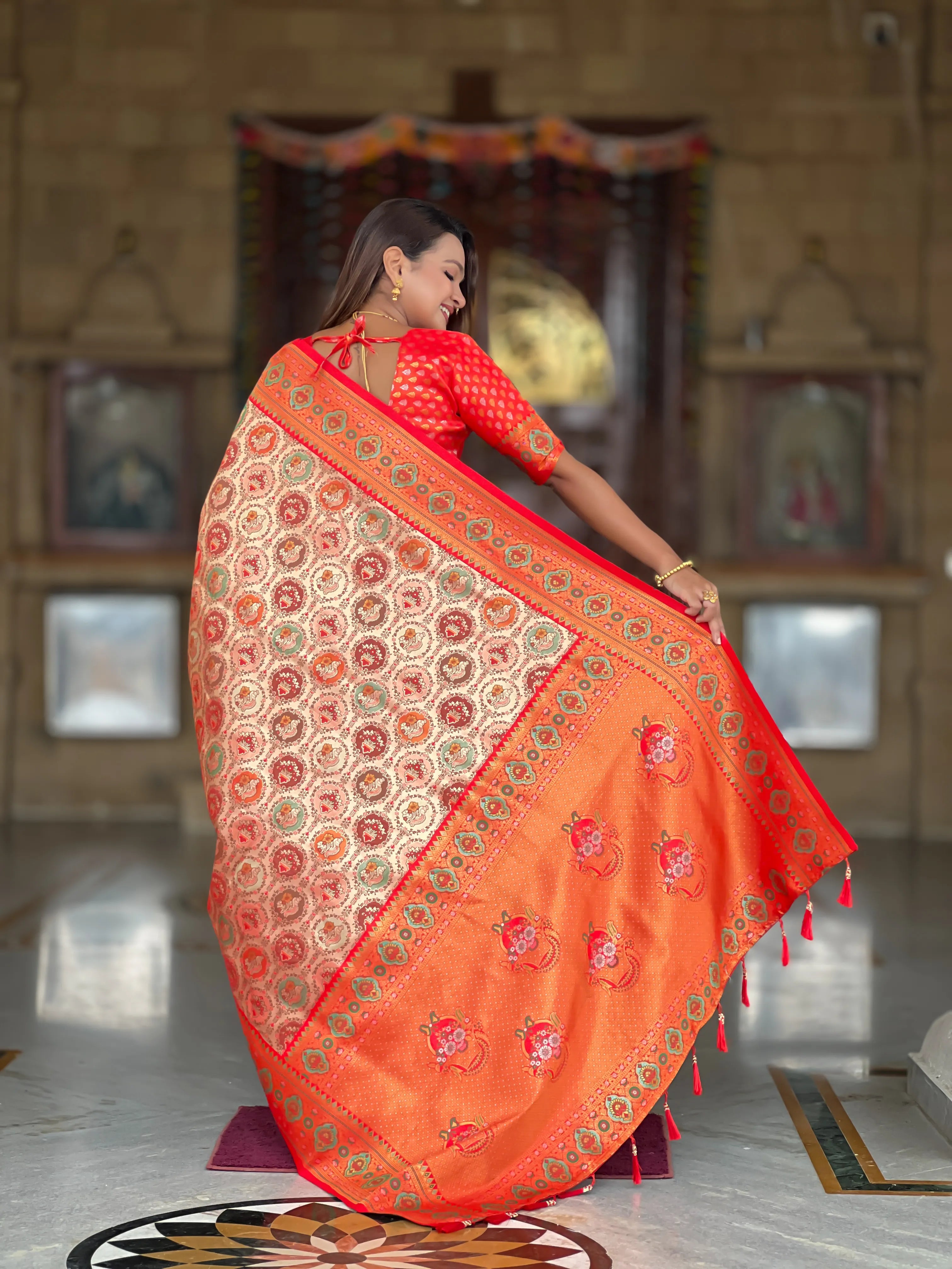 Soft  Silk Meenakari Kanjivaram Saree
