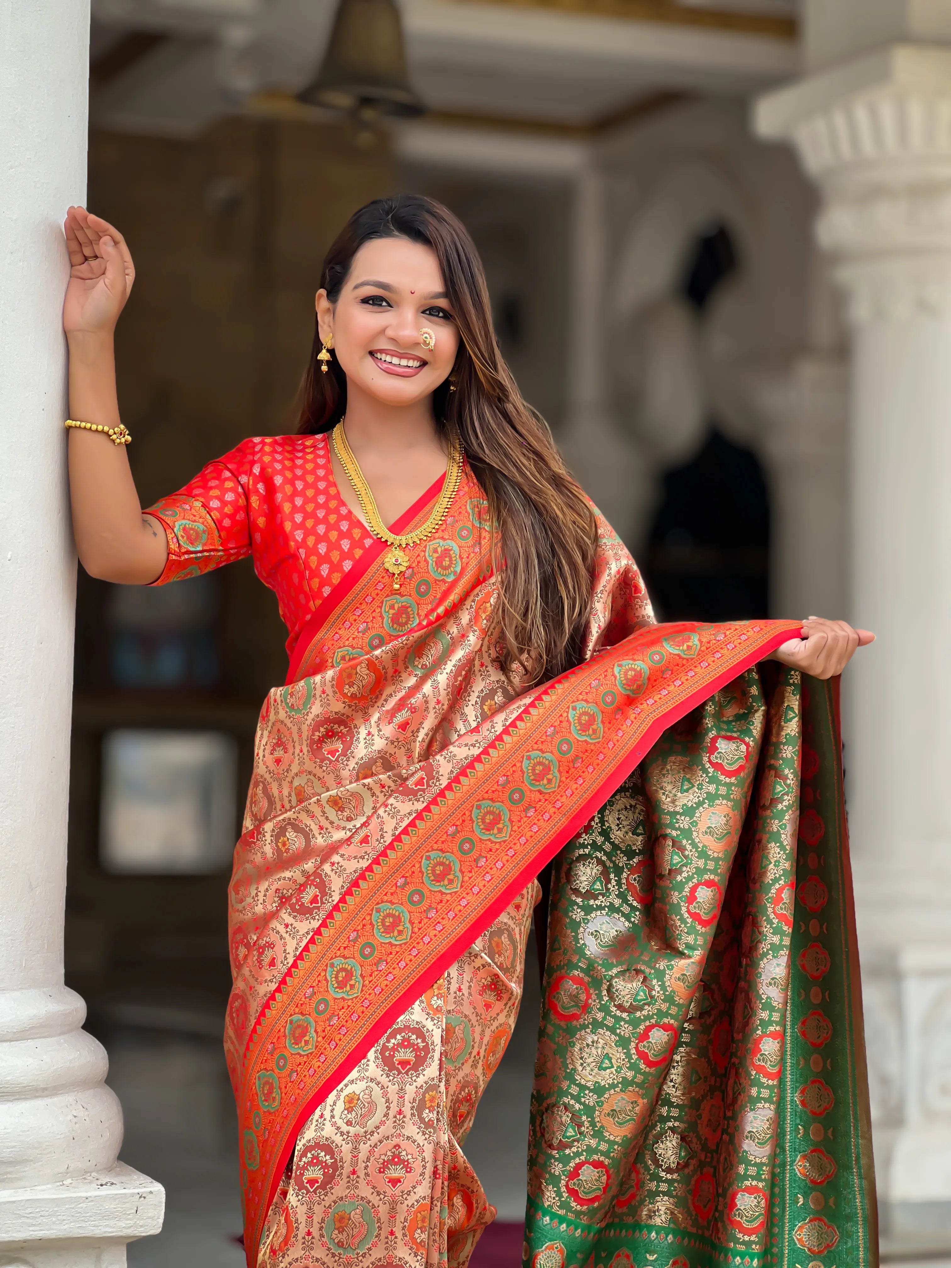 Soft  Silk Meenakari Kanjivaram Saree