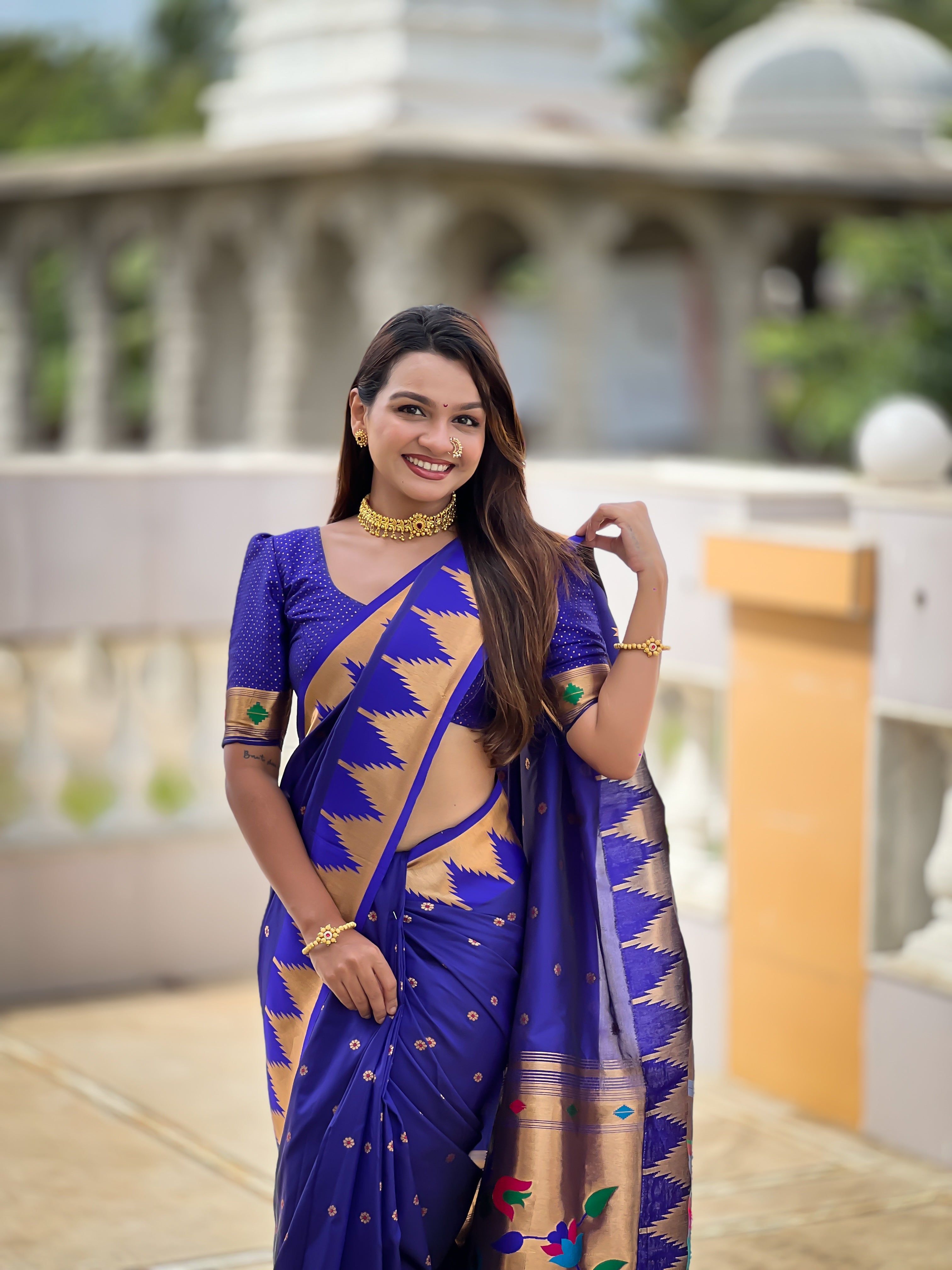 Soft Silk Designer Temple Paithani Saree