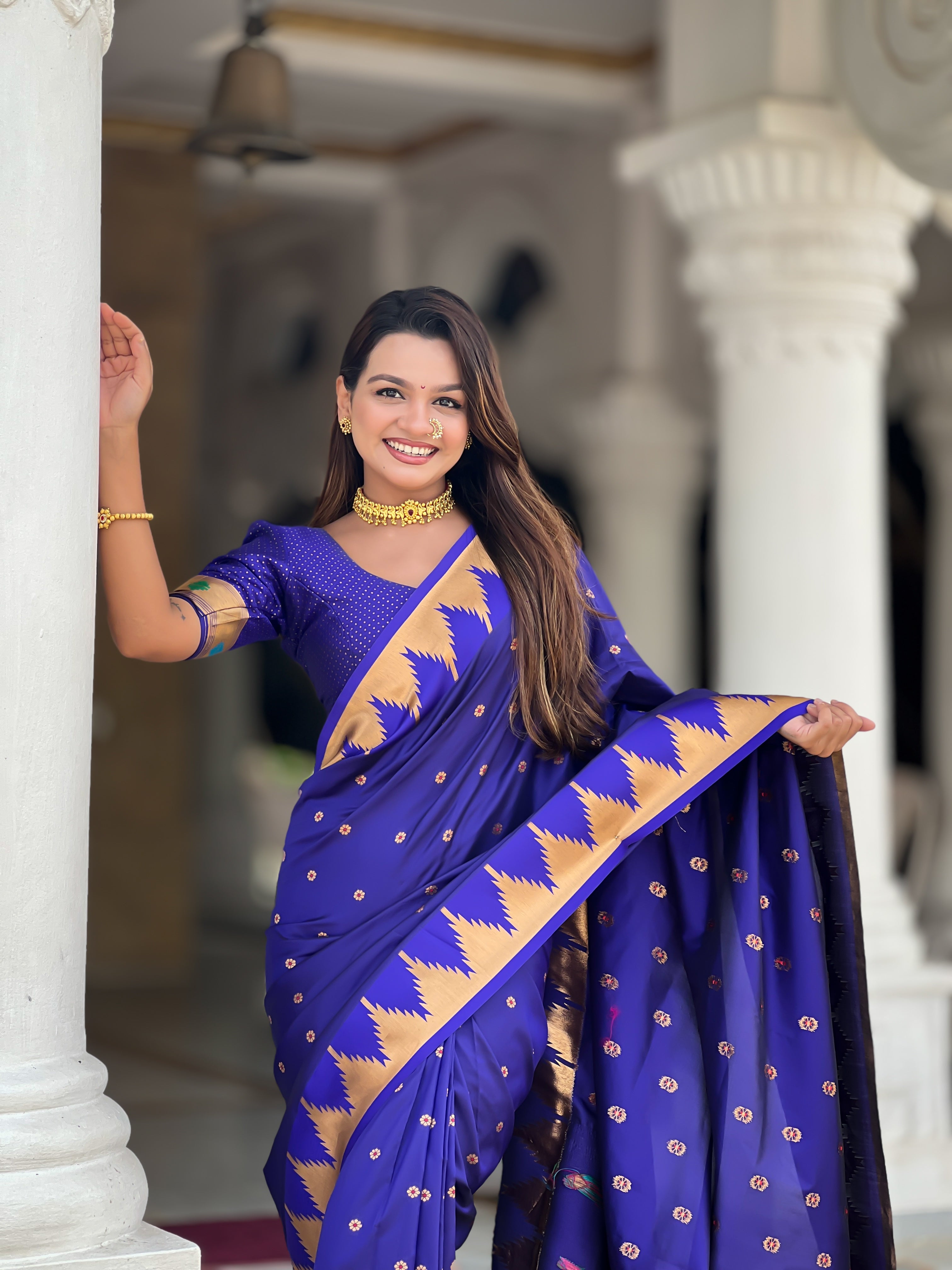 Soft Silk Designer Temple Paithani Saree