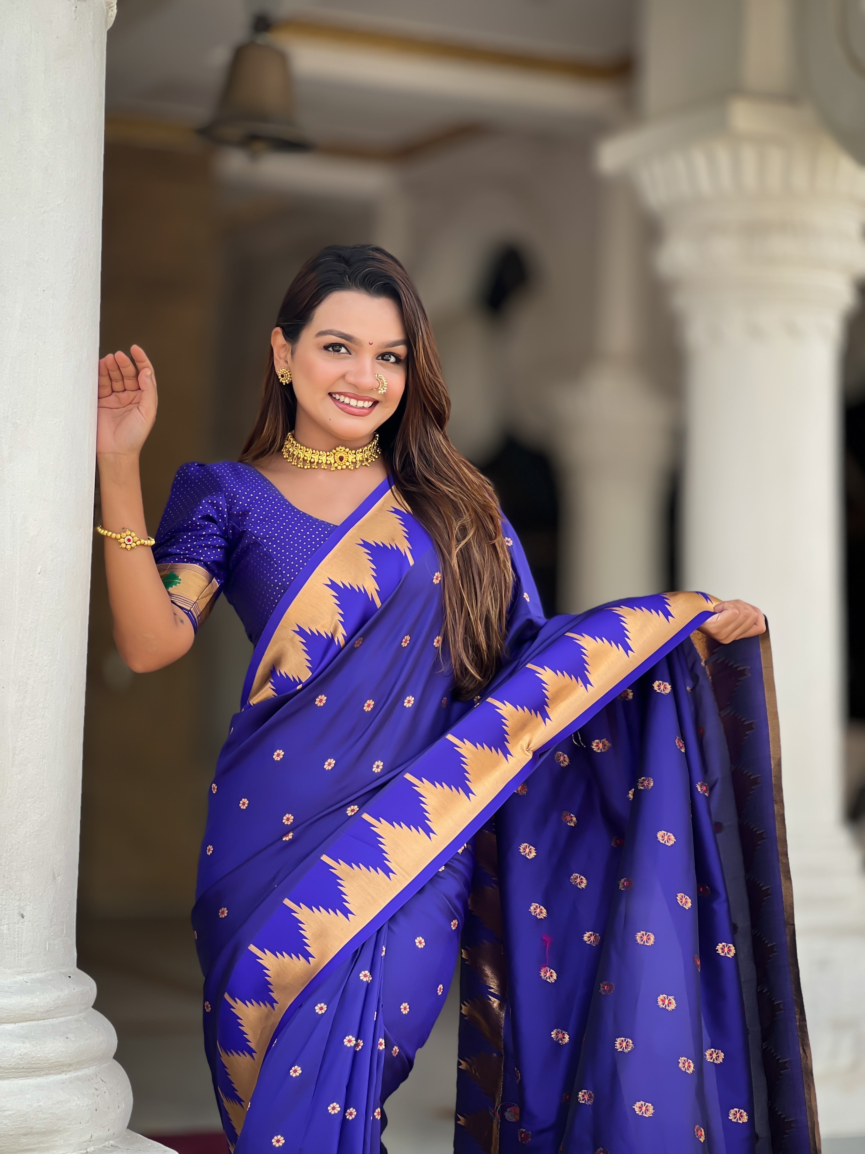 Soft Silk Designer Temple Paithani Saree