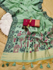 Soft Chanderi Cotton Warli-Inspired Weaving Saree