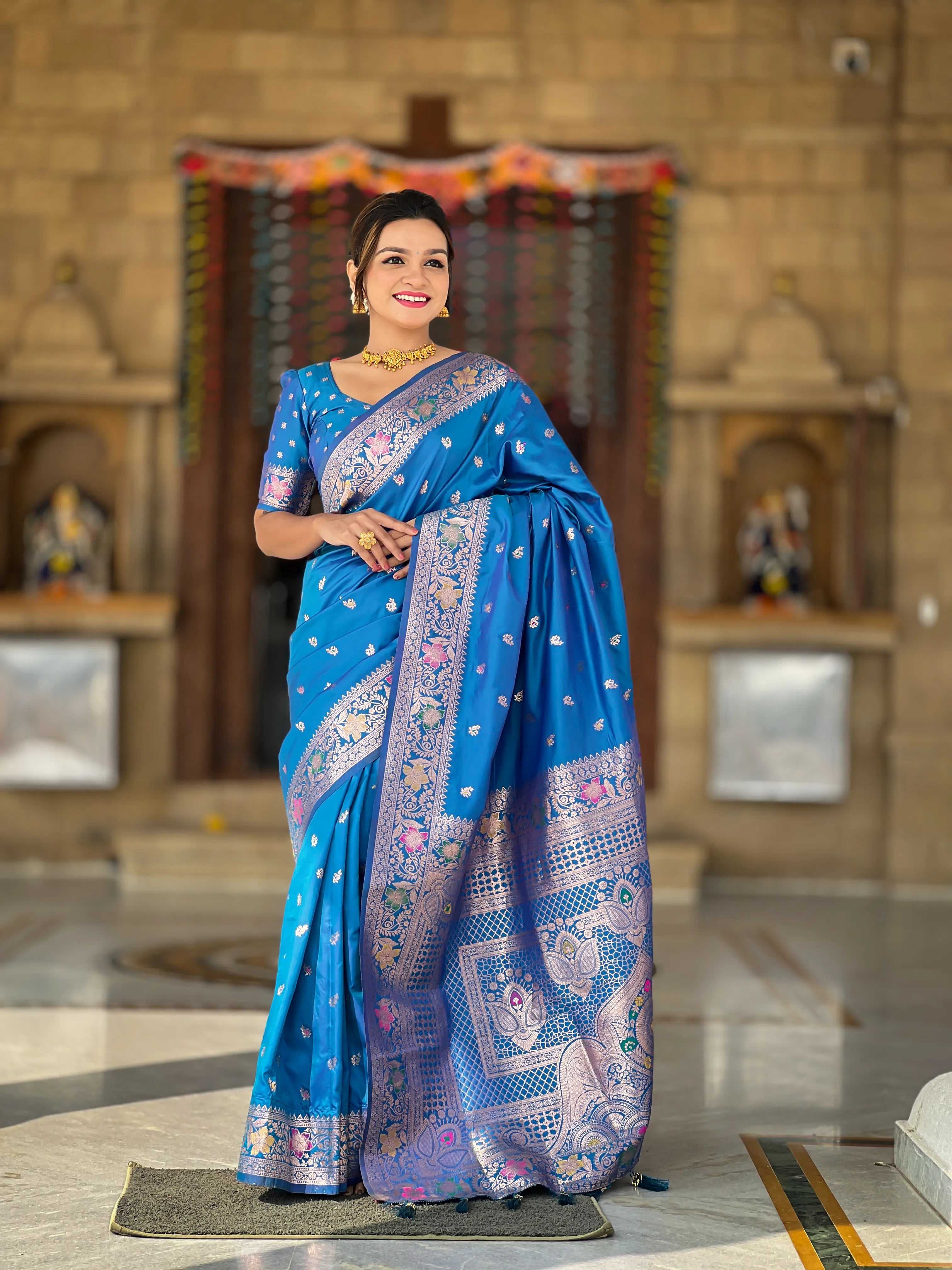 Soft Banarasi Silk Meenakari Saree