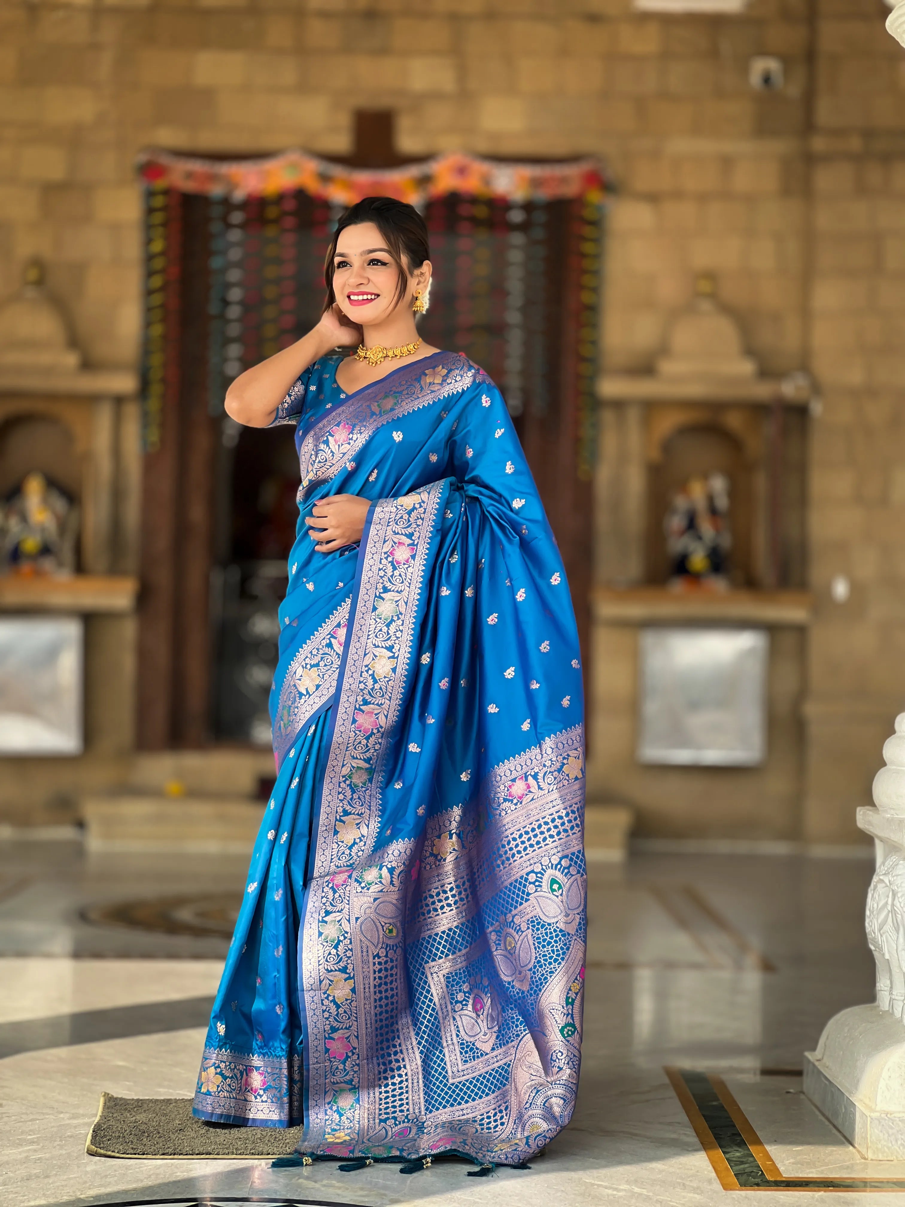 Soft Banarasi Silk Meenakari Saree
