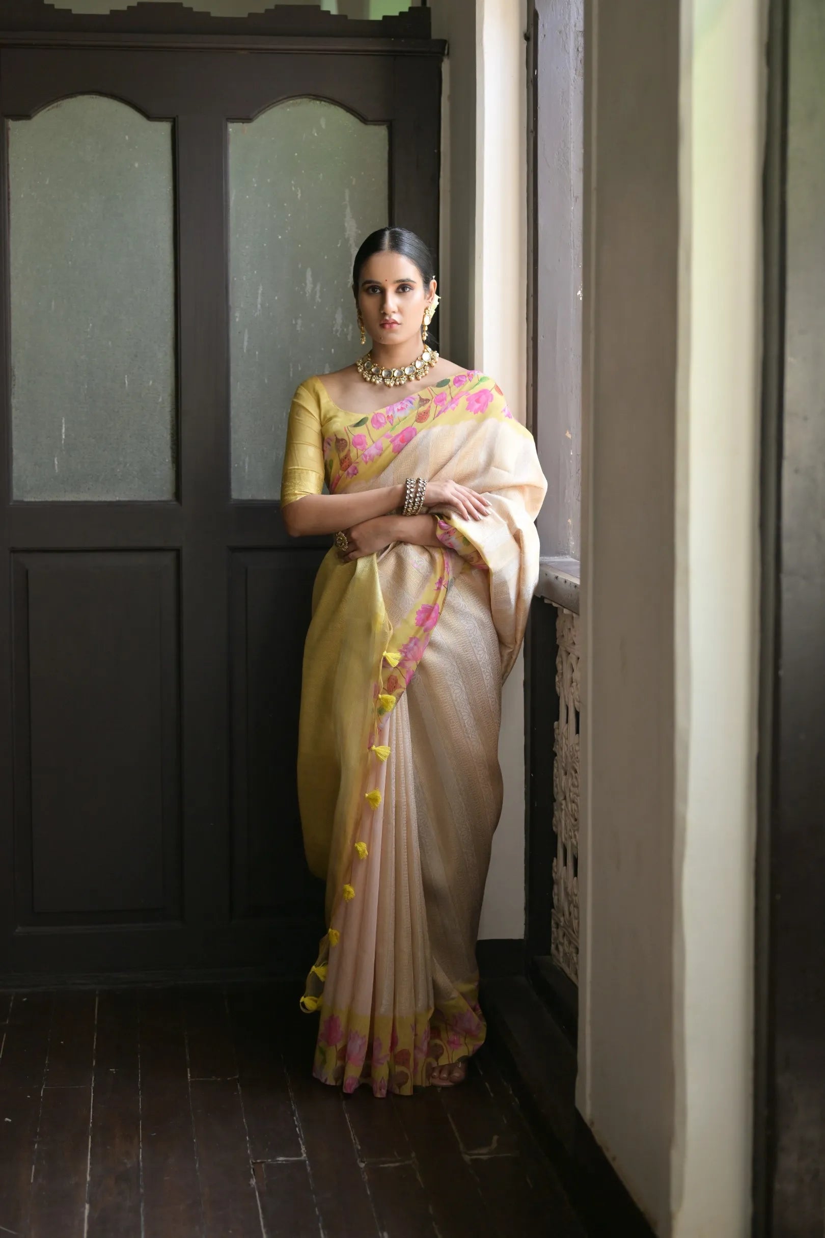 Soft Silk Lotus Pichwai Printed Saree