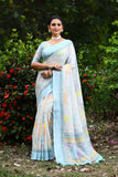Soft Linen Conceptual Floral Printed Saree