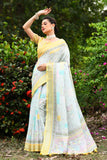Soft Linen Conceptual Floral Printed Saree
