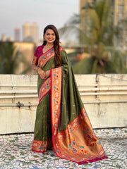 Paithani Meenakari Swan Fancy Border Saree