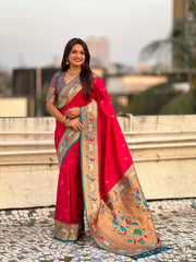 Paithani Meenakari Swan Fancy Border Saree