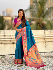Paithani Meenakari Swan Fancy Border Saree