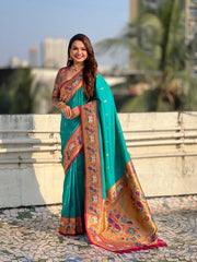 Paithani Meenakari Swan Fancy Border Saree