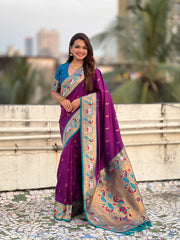 Paithani Meenakari Swan Fancy Border Saree