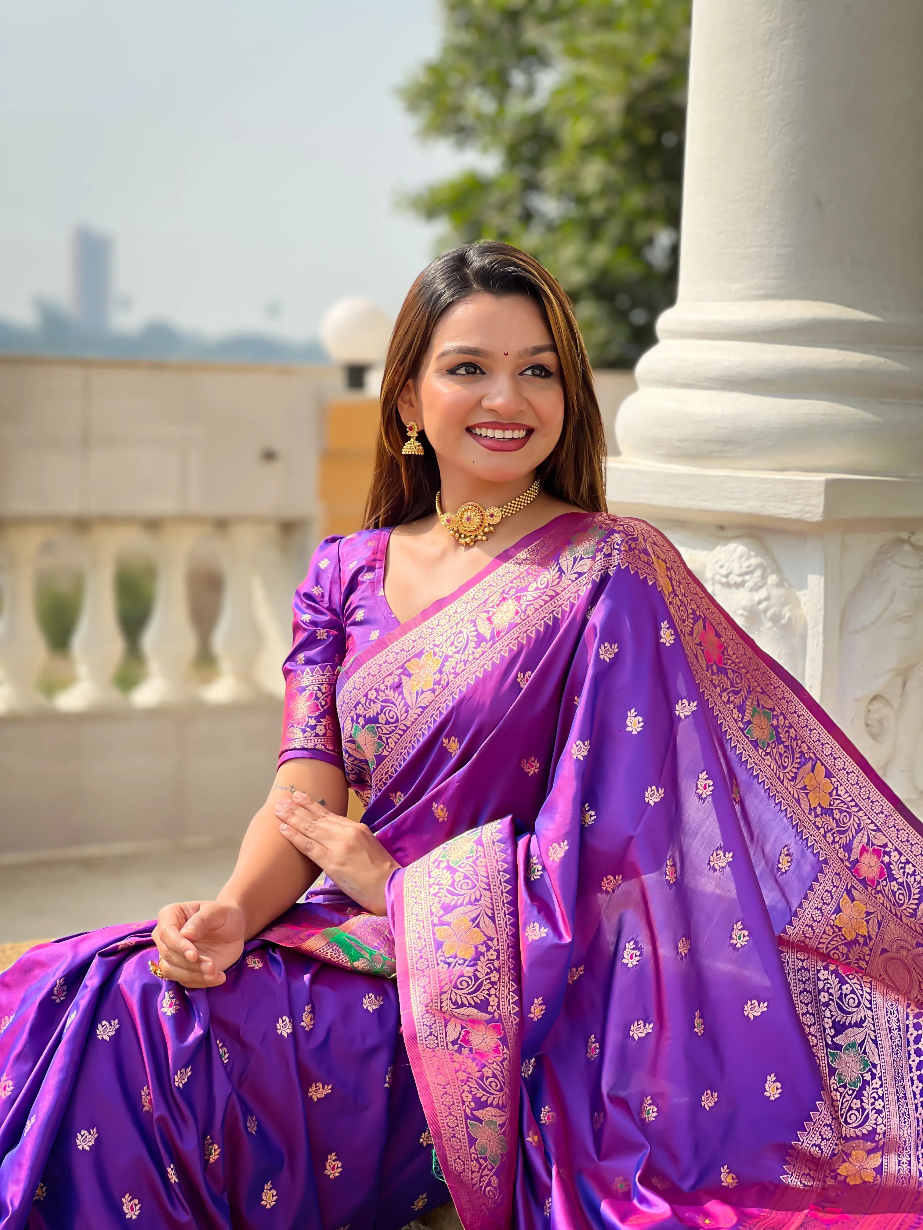 Soft Banarasi Silk Meenakari Saree