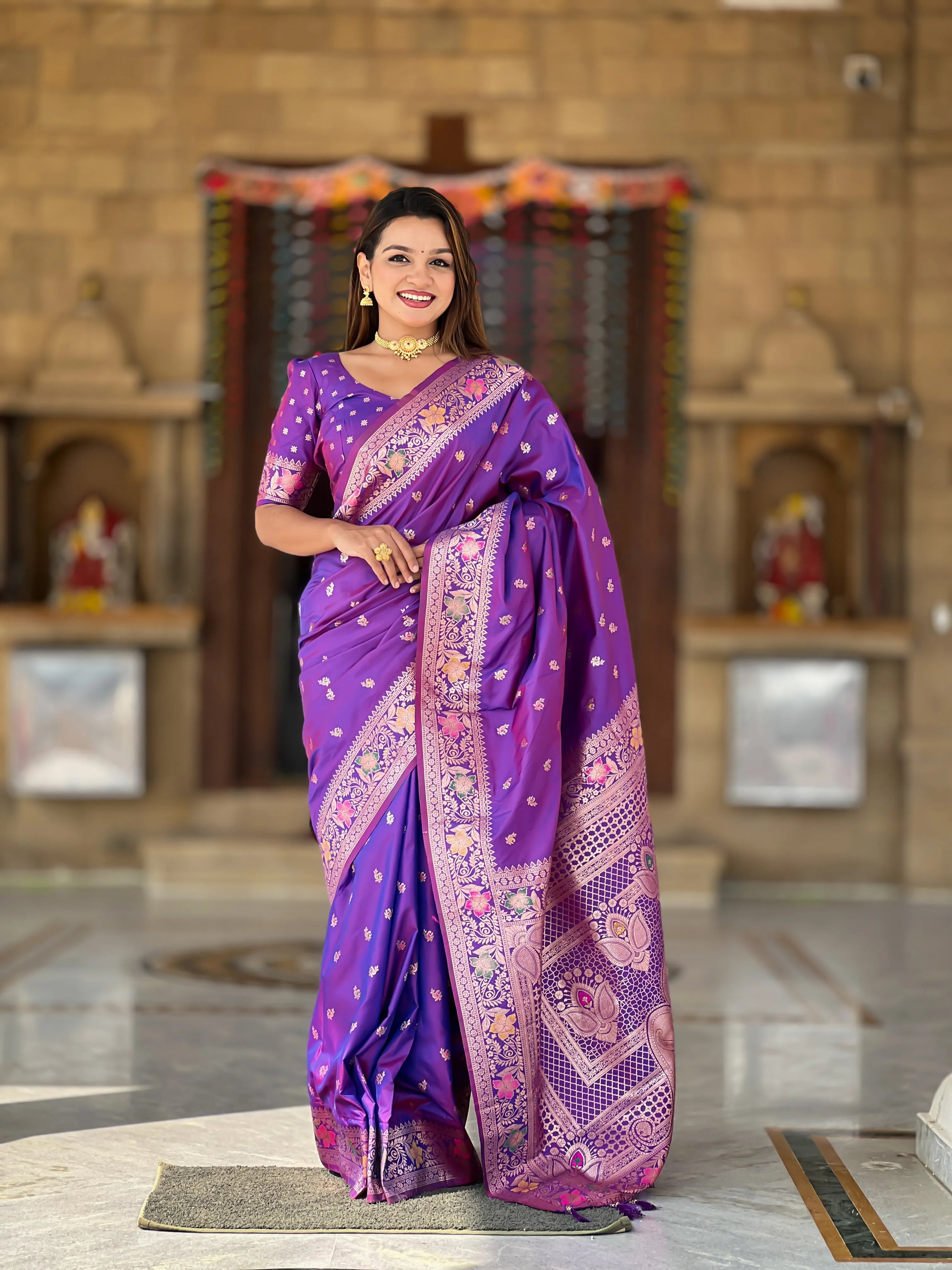 Soft Banarasi Silk Meenakari Saree